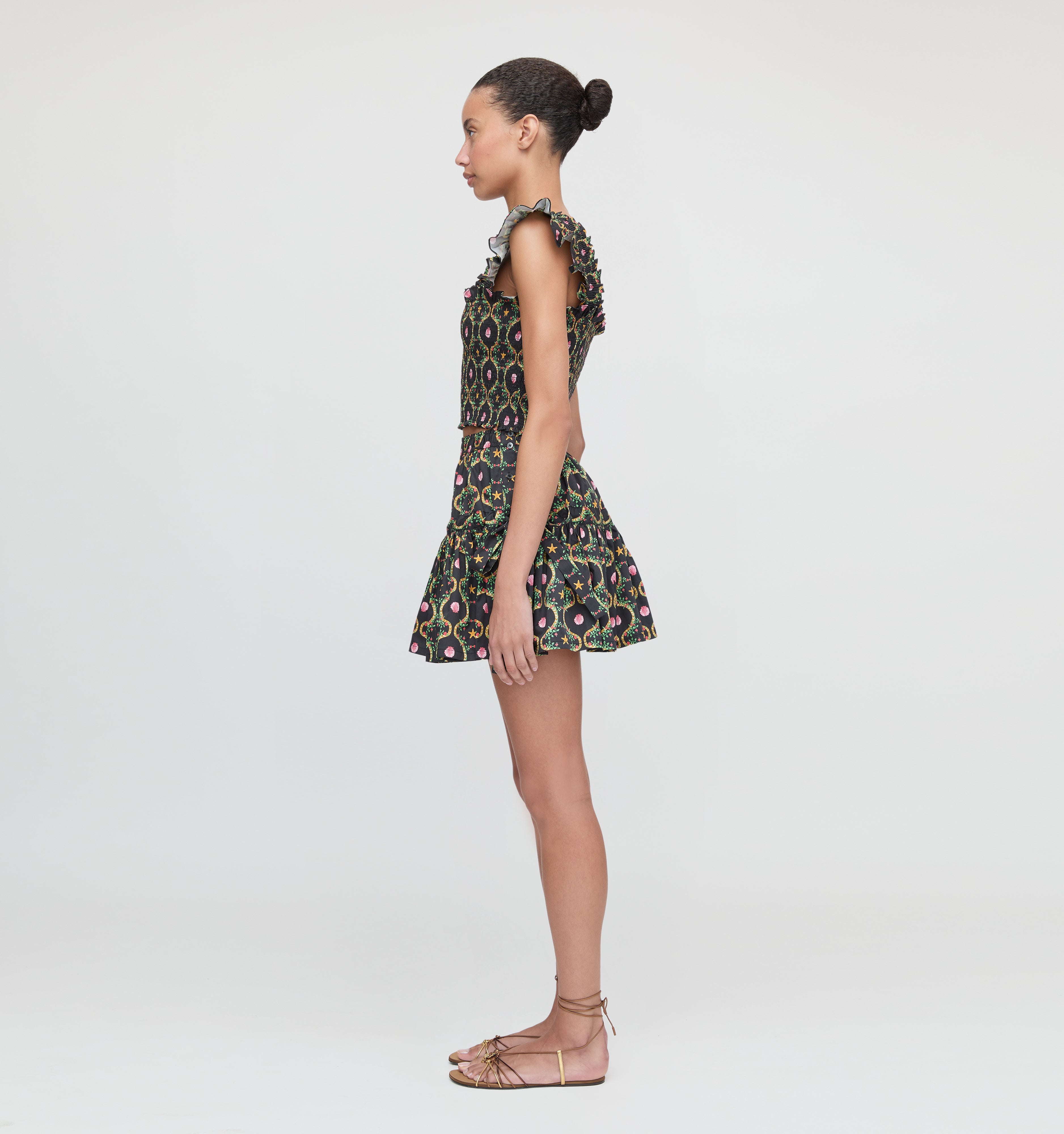 The Cropped Paz Top - Black Cisco Trellis