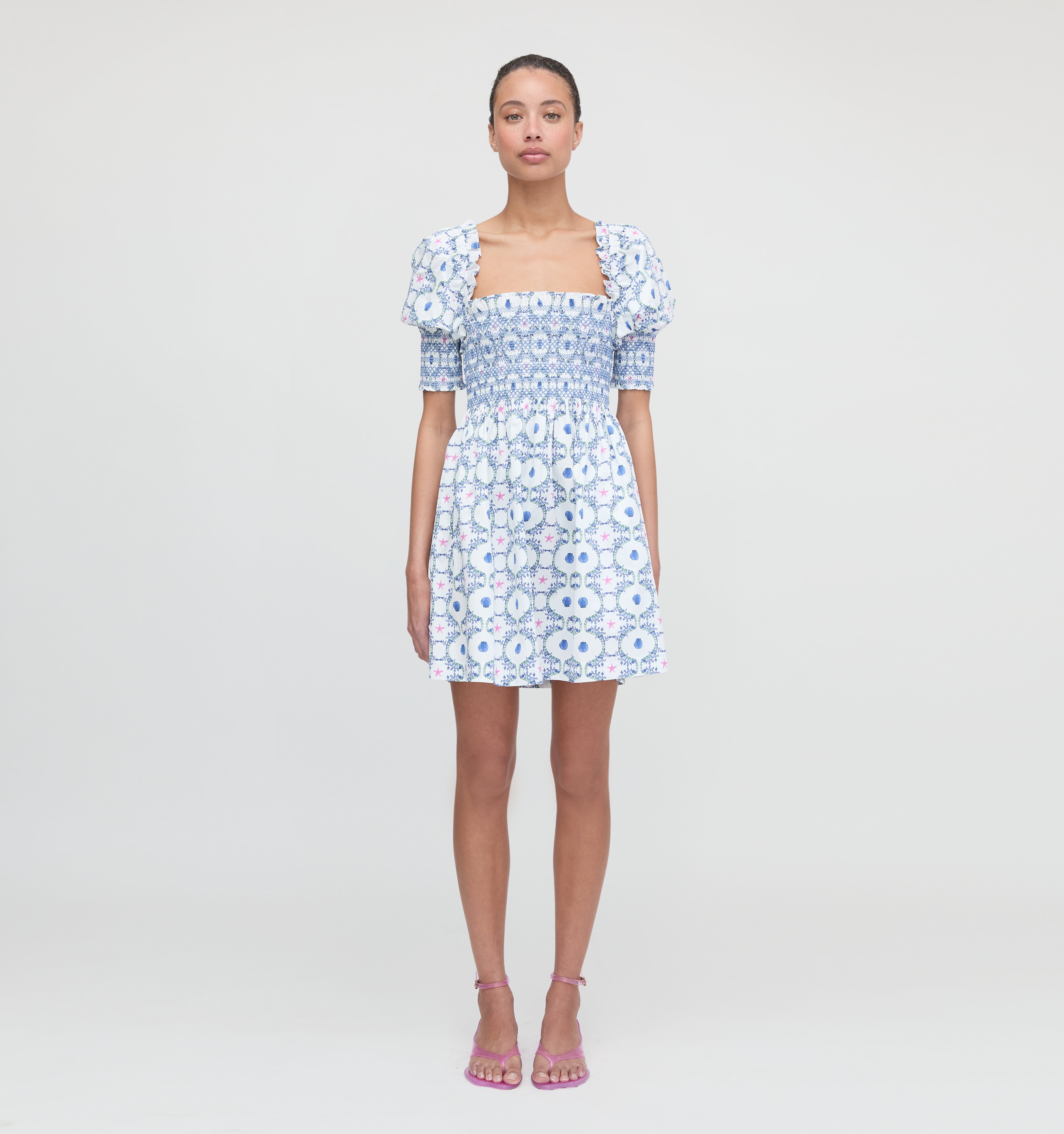 The Lila Nap Dress - White Cisco Trellis