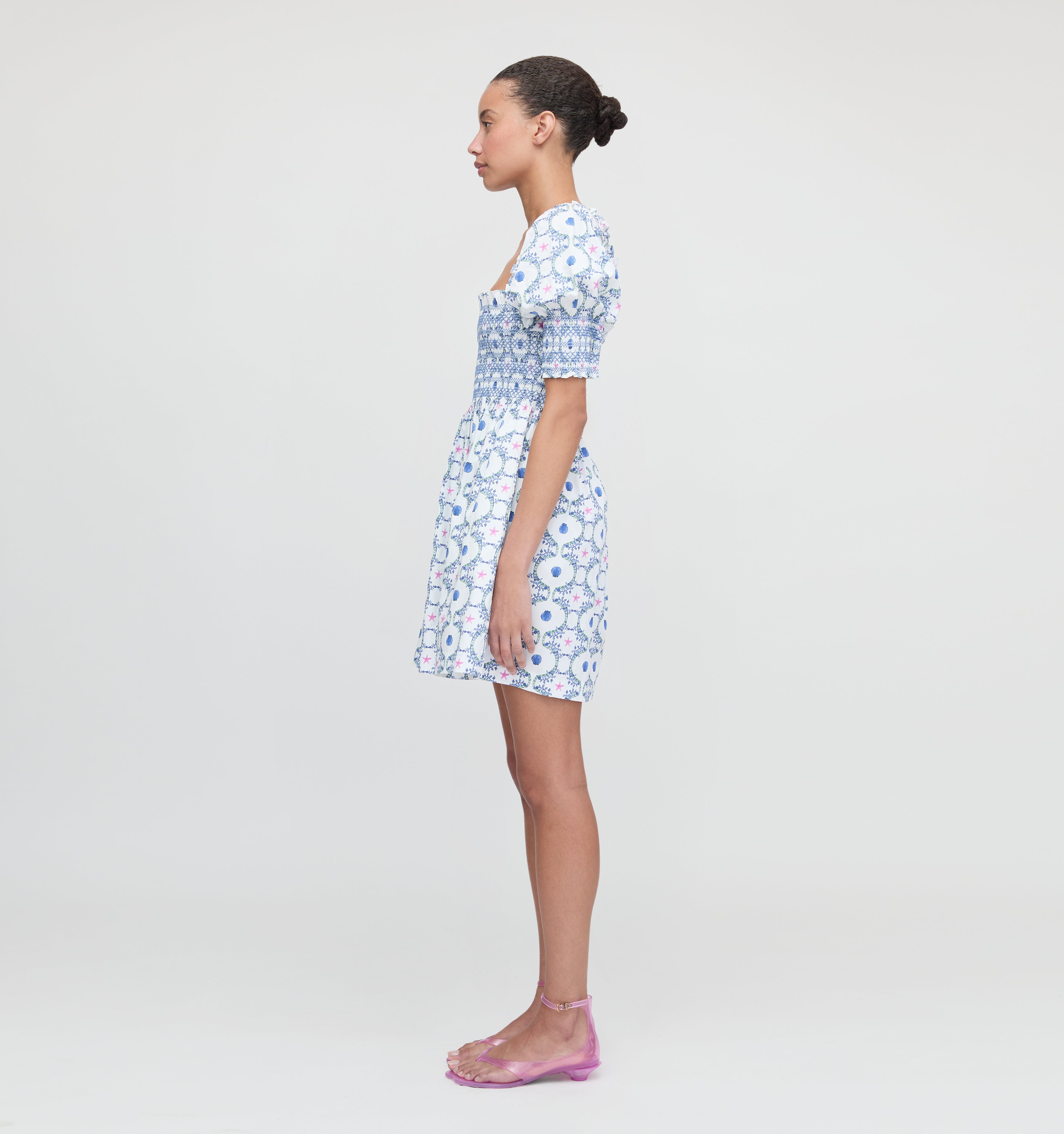 The Lila Nap Dress - White Cisco Trellis