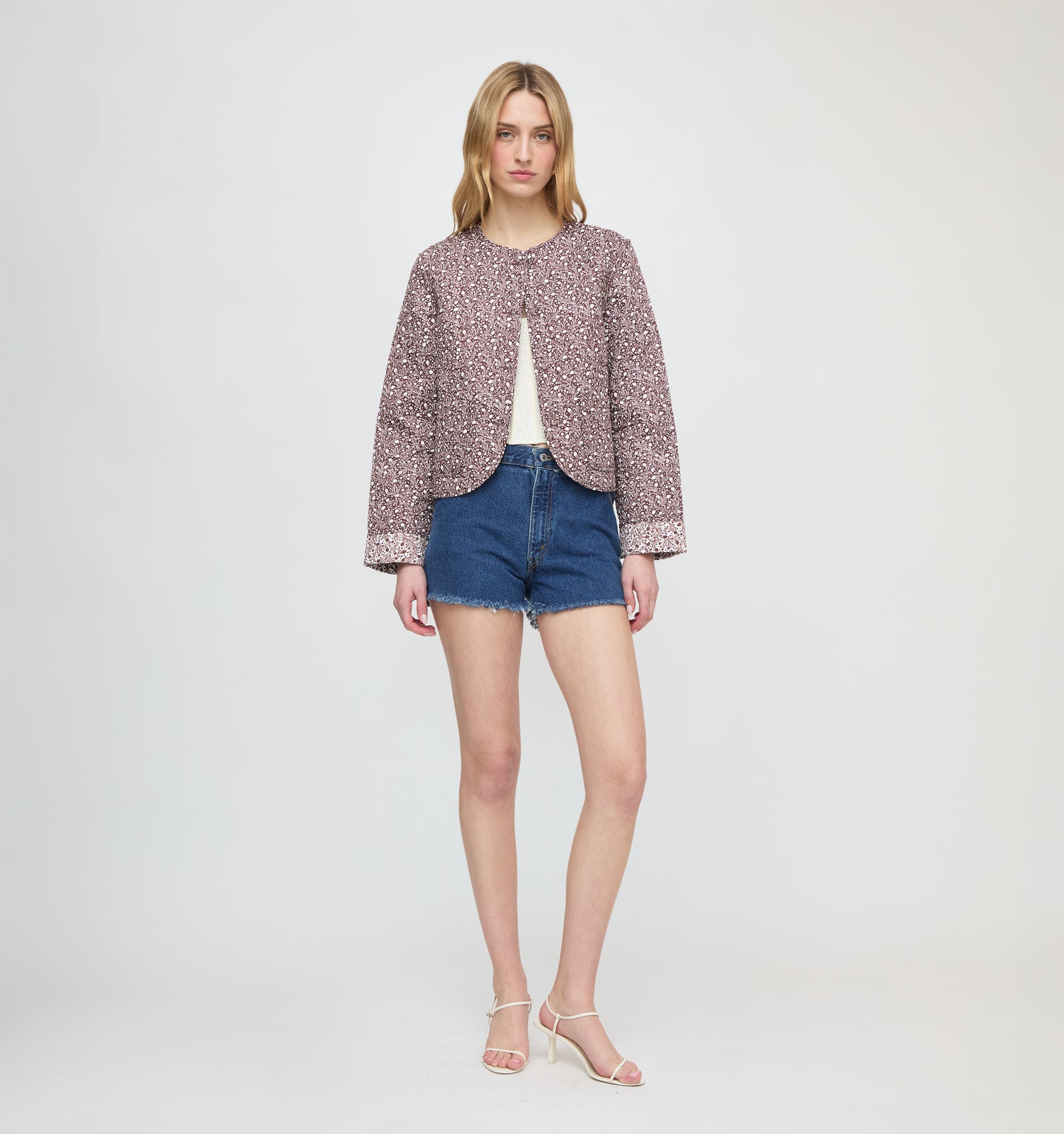 The Cropped Rowan Jacket - Chocolate Ditsy Thistle
