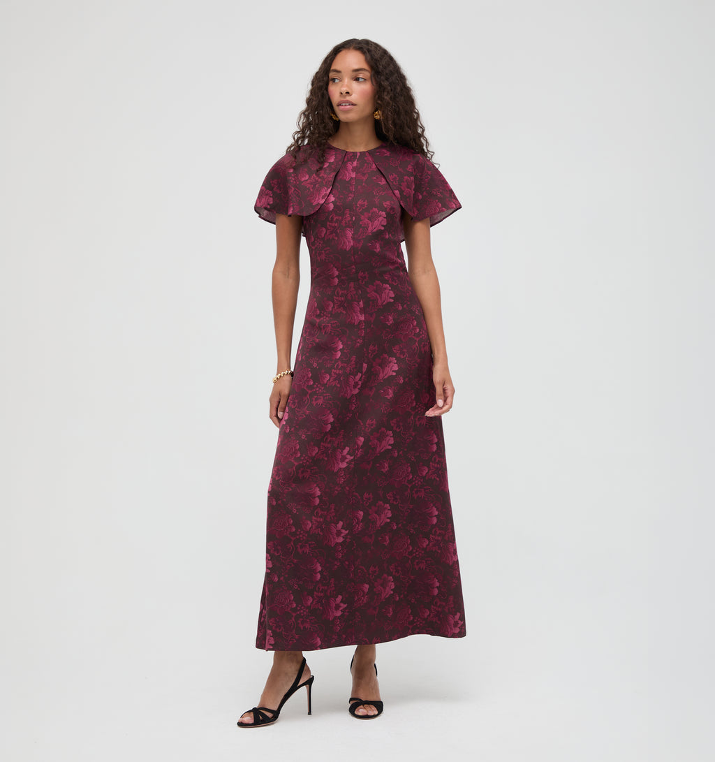 Hill House Home The Davina Dress - Annabelle Botanica Burgundy