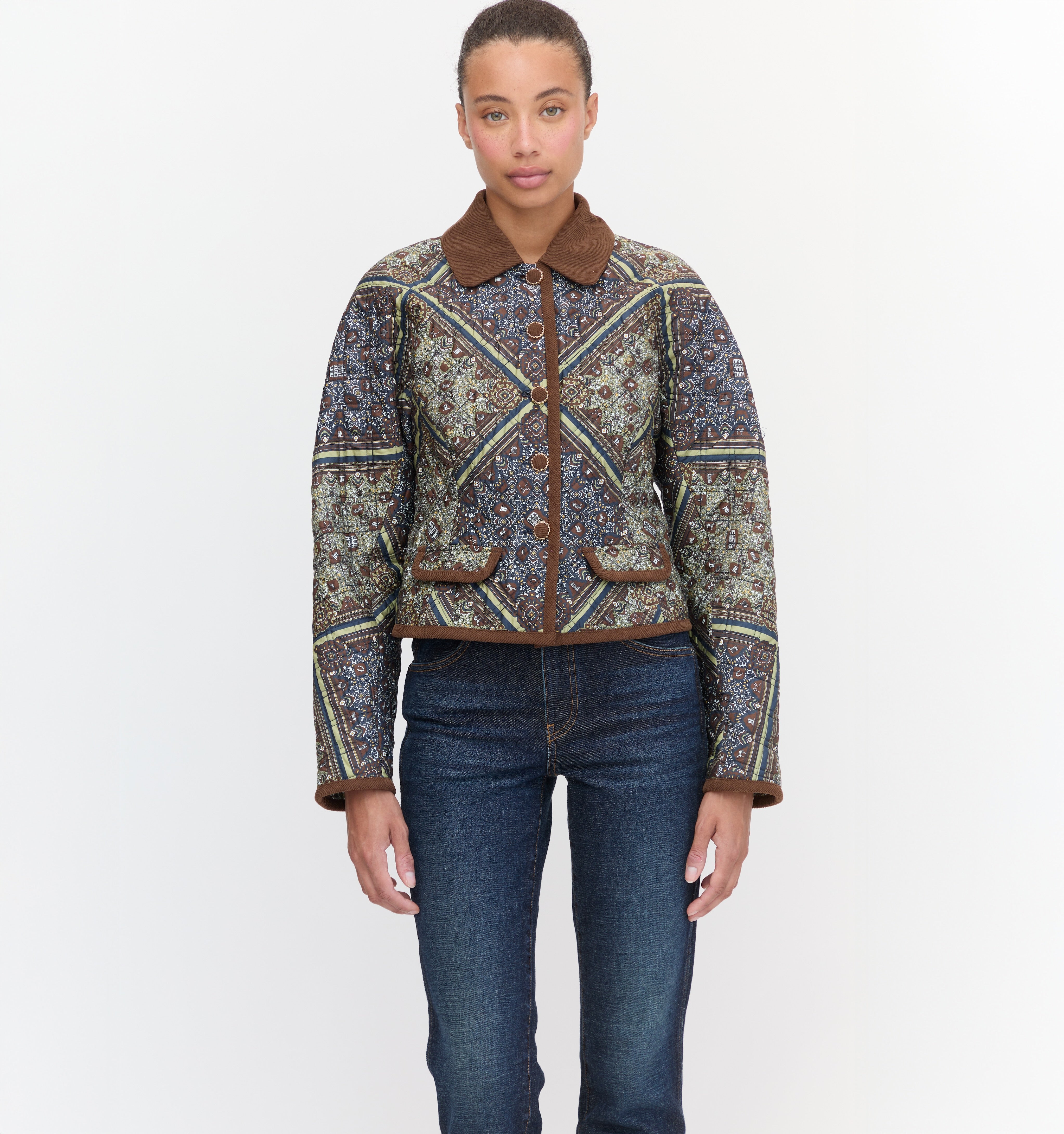 The Dax Jacket in Olive Equestrian Scarf color: Olive Equestrian Scarf