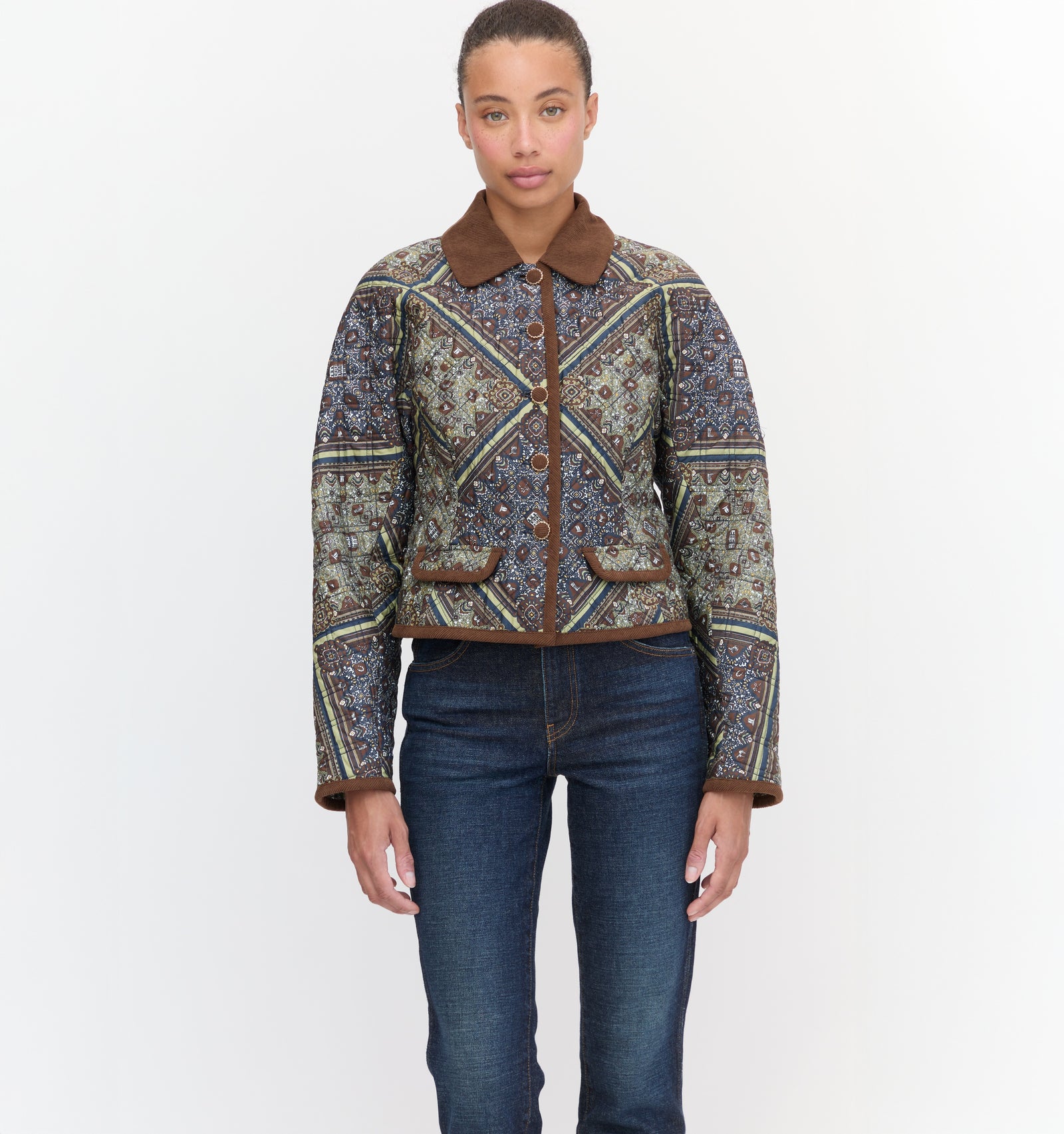 The Dax Jacket in Olive Equestrian Scarf color: Olive Equestrian Scarf