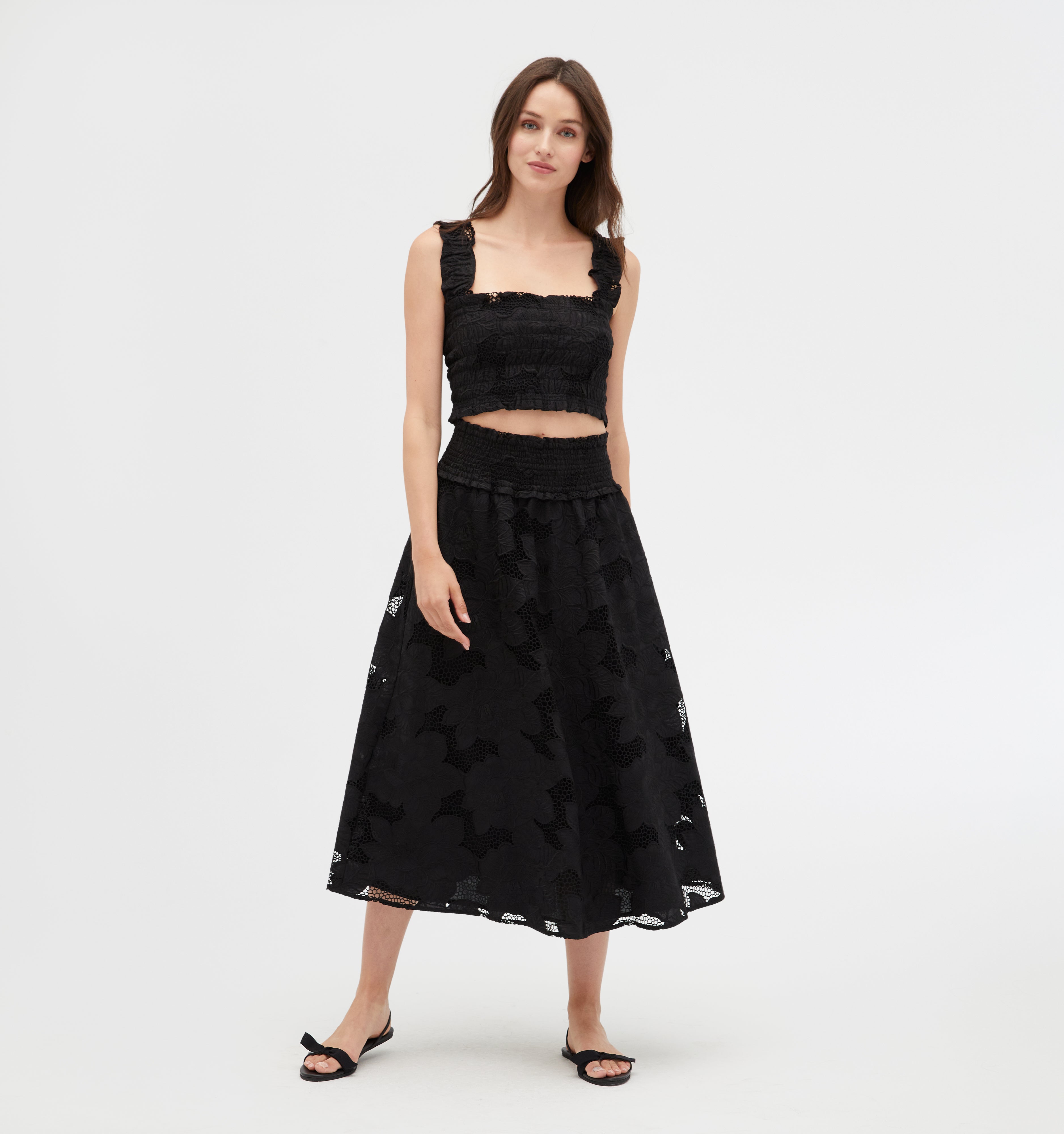 The Azalea Nap Top - Black Floral Lace