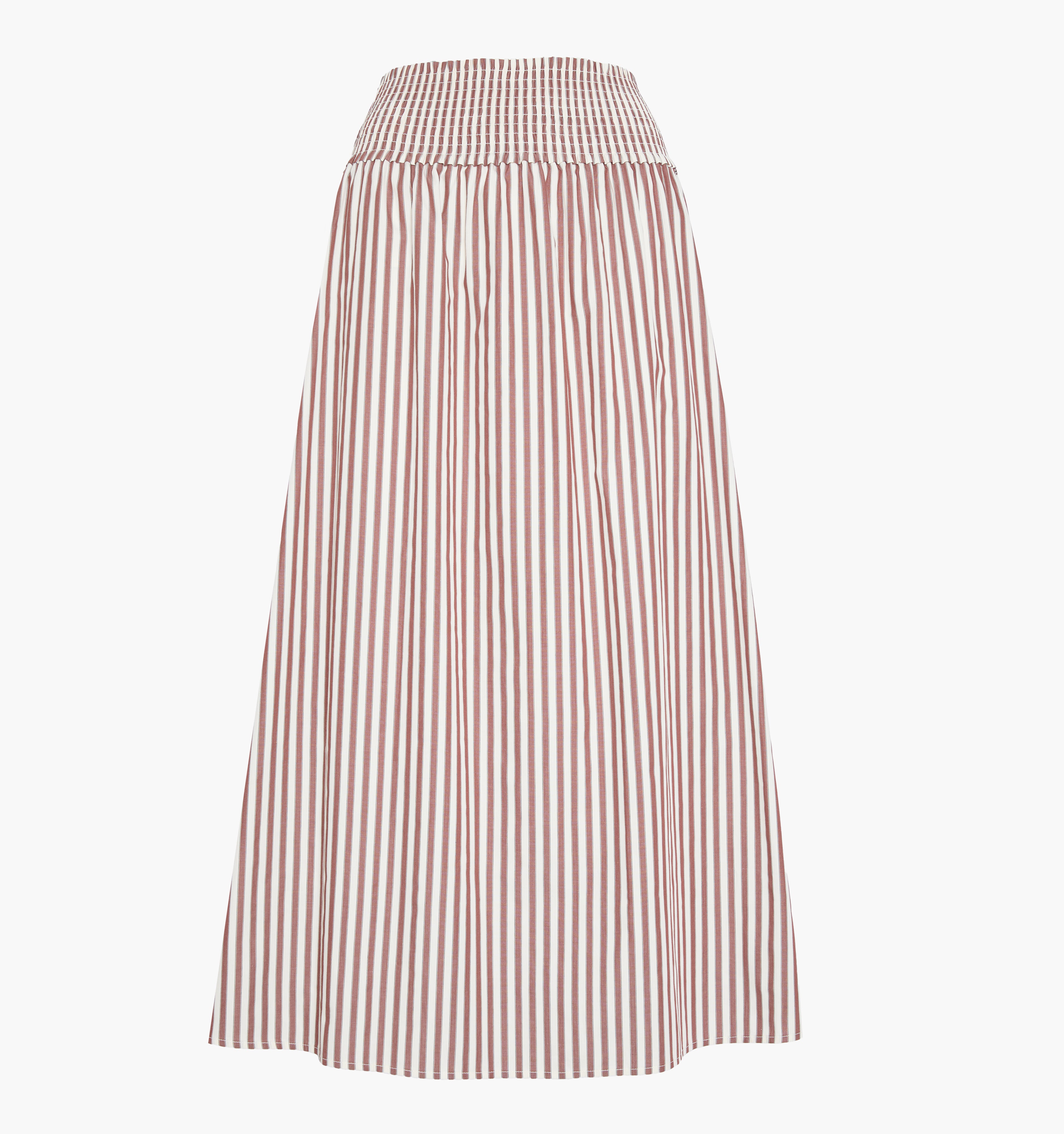 The Delphine Nap Skirt in Rust Stripe color: Rust Stripe