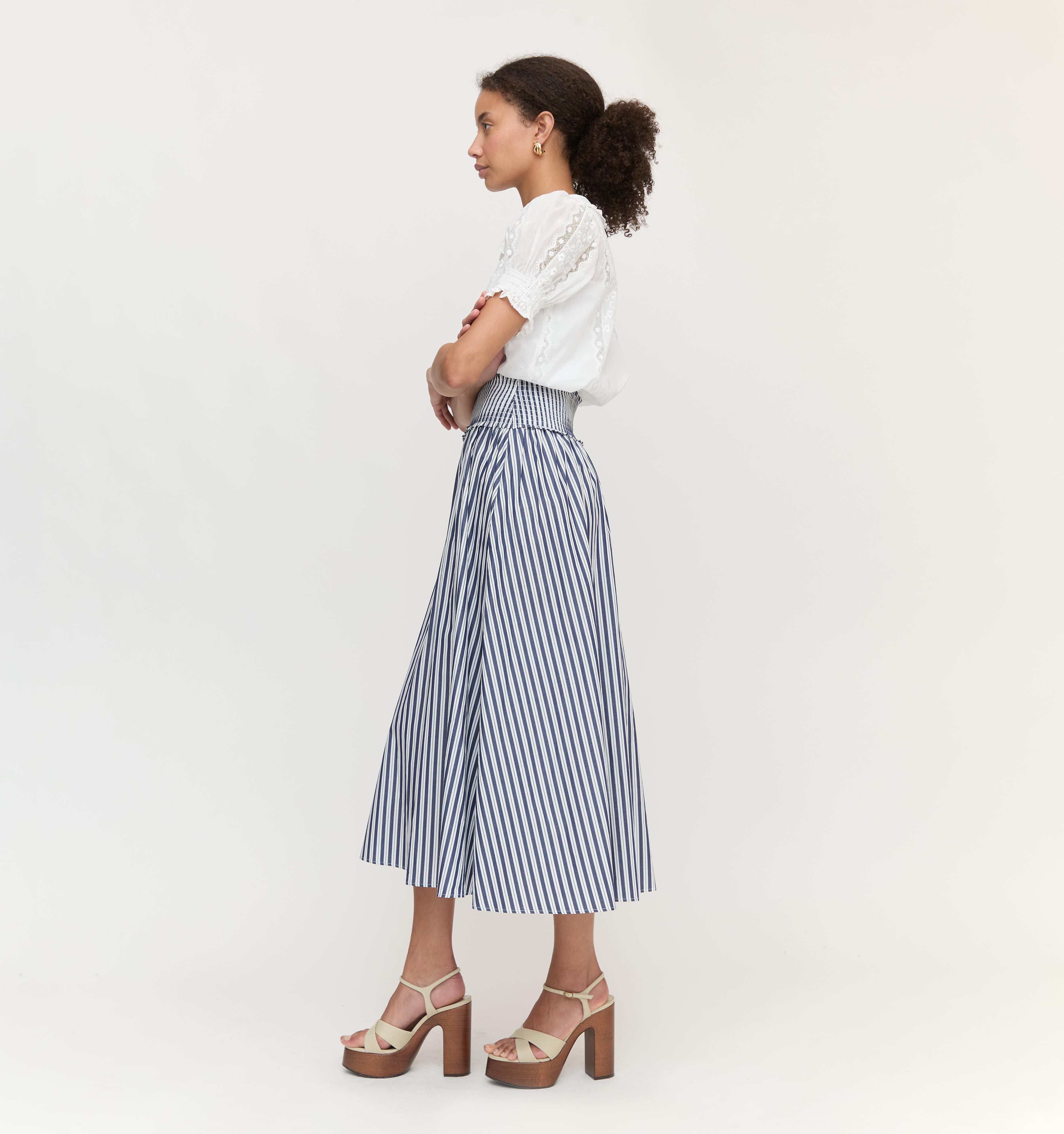 The Delphine Nap Skirt - Navy Stripe