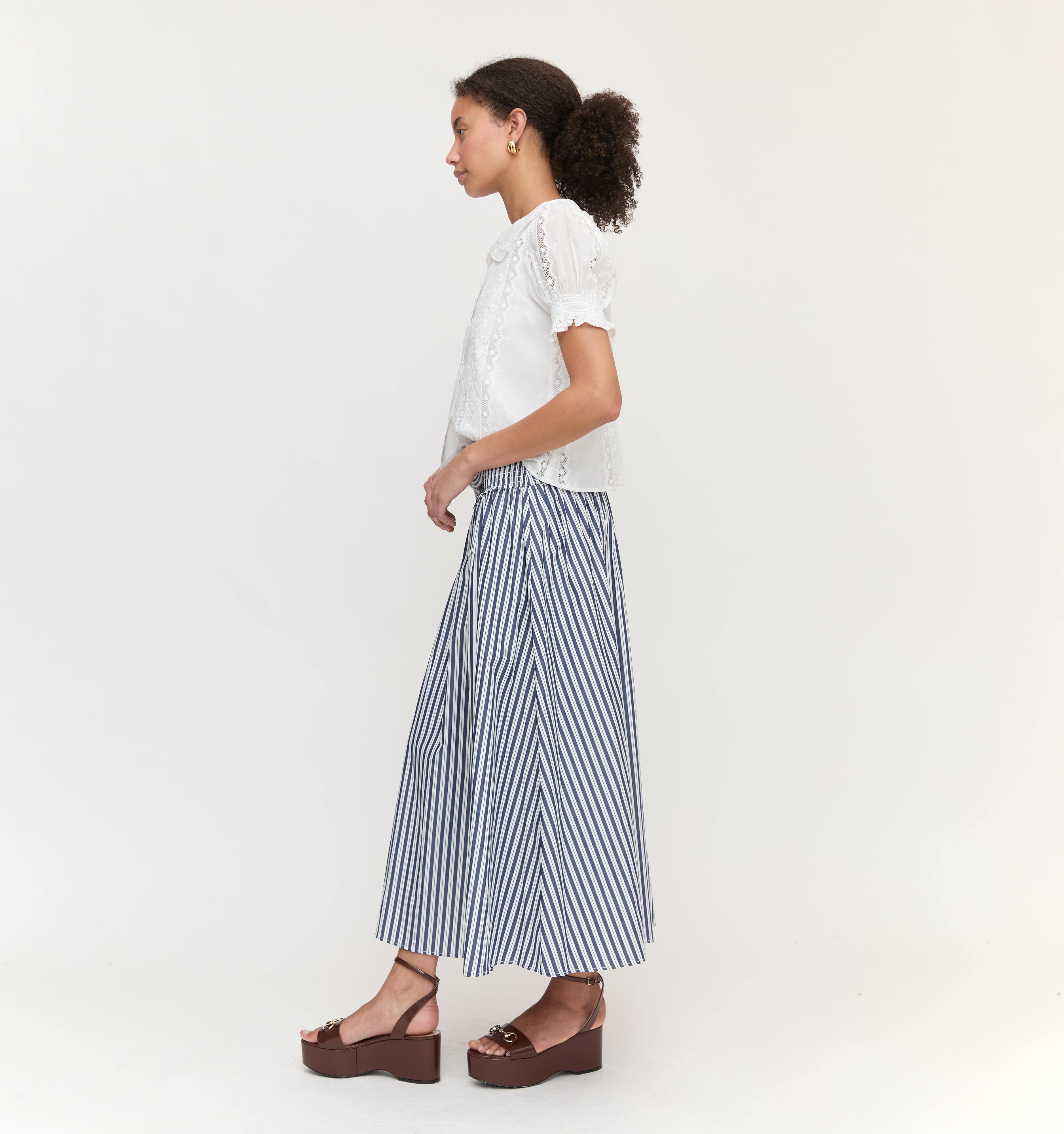 The Delphine Nap Skirt - Navy Stripe