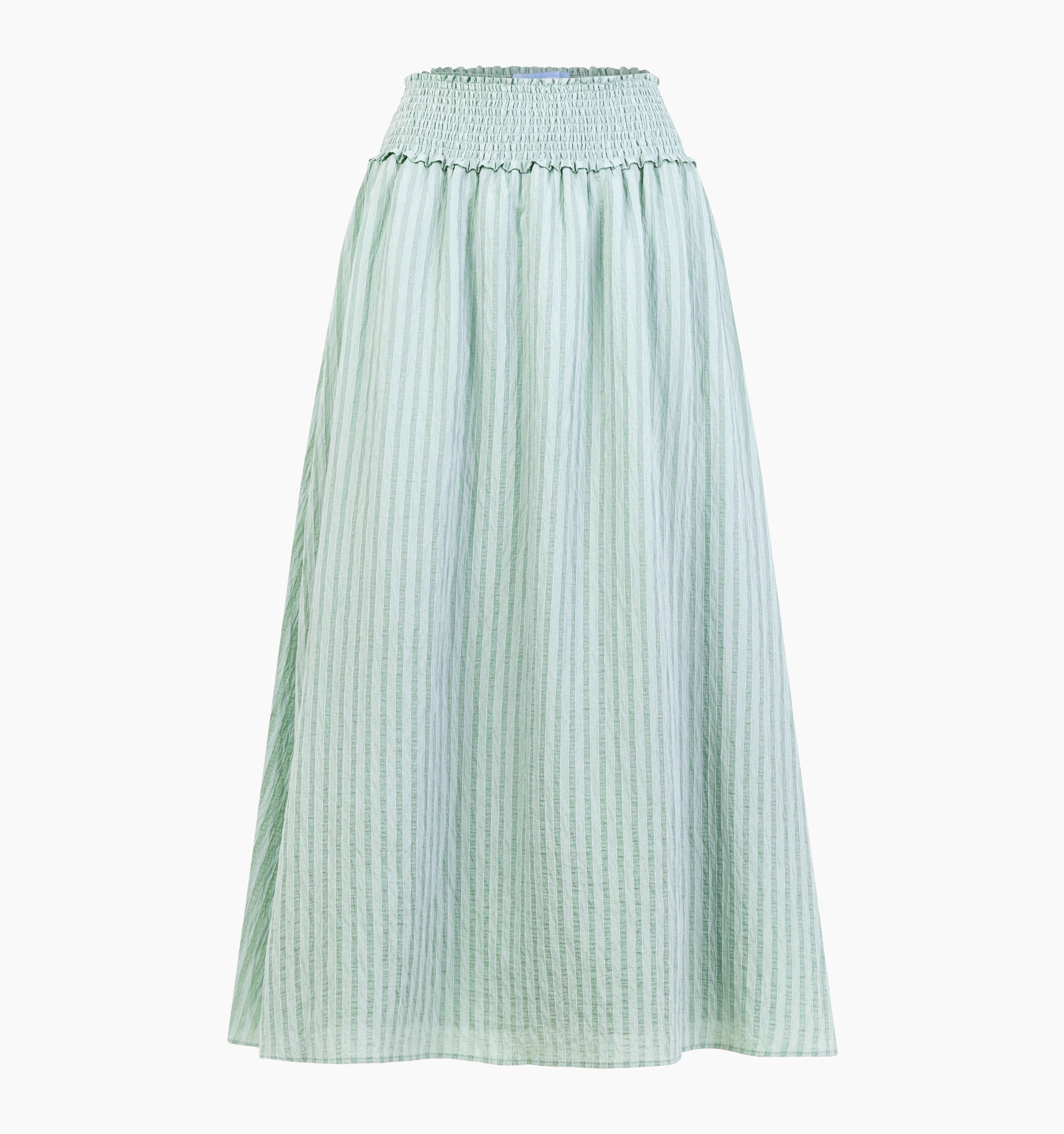 The Delphine Nap Skirt - Sage Green Tonal Seersucker
