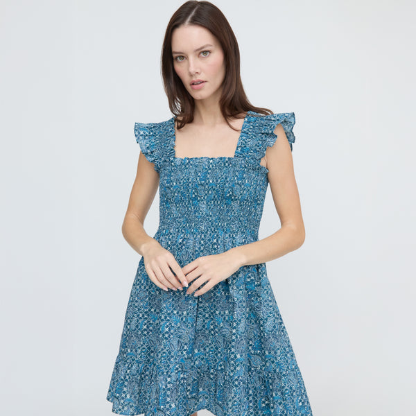 The Elizabeth Nap Dress - Navy Calico Trellis – Hill House Home