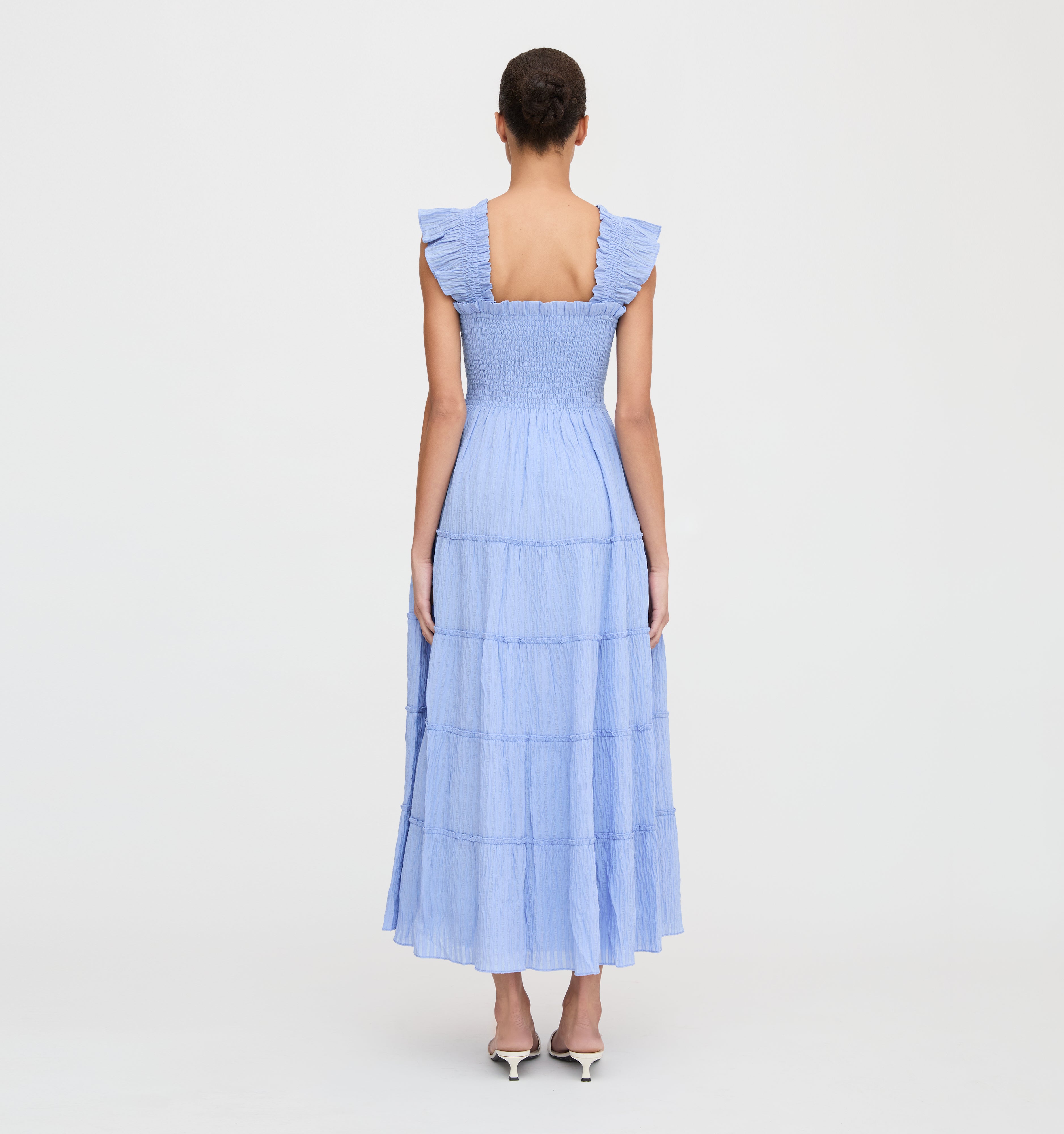 The Ellie Maxi Nap Dress - Bluebird Tonal Seersucker