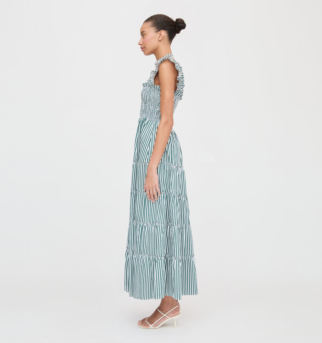 The Ellie Maxi Nap Dress - Green Stripe Hill House Home The Ellie Maxi Nap Dress - Green Stripe Hill House Home