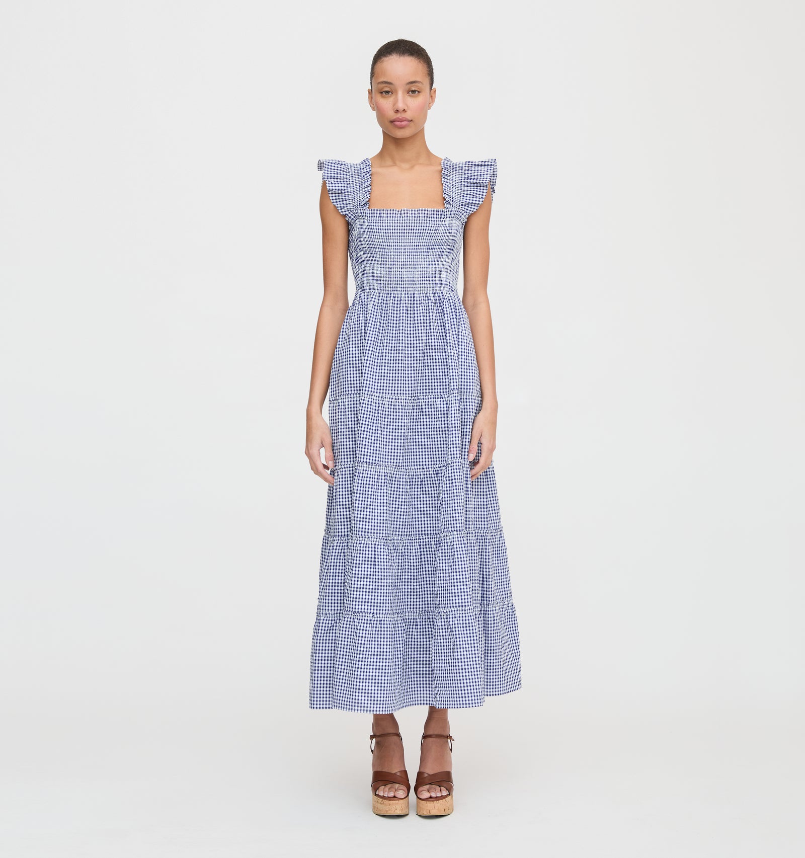 The Ellie Maxi Nap Dress - Navy Gingham  Hill House Home