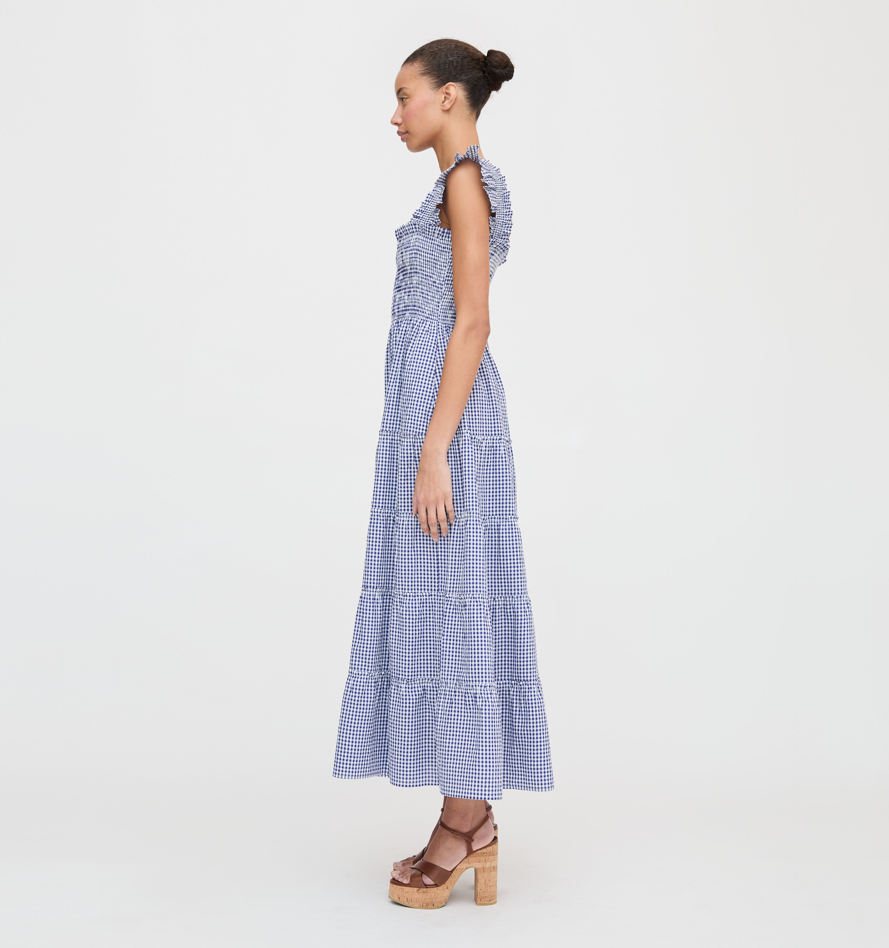 The Ellie Maxi Nap Dress - Navy Gingham