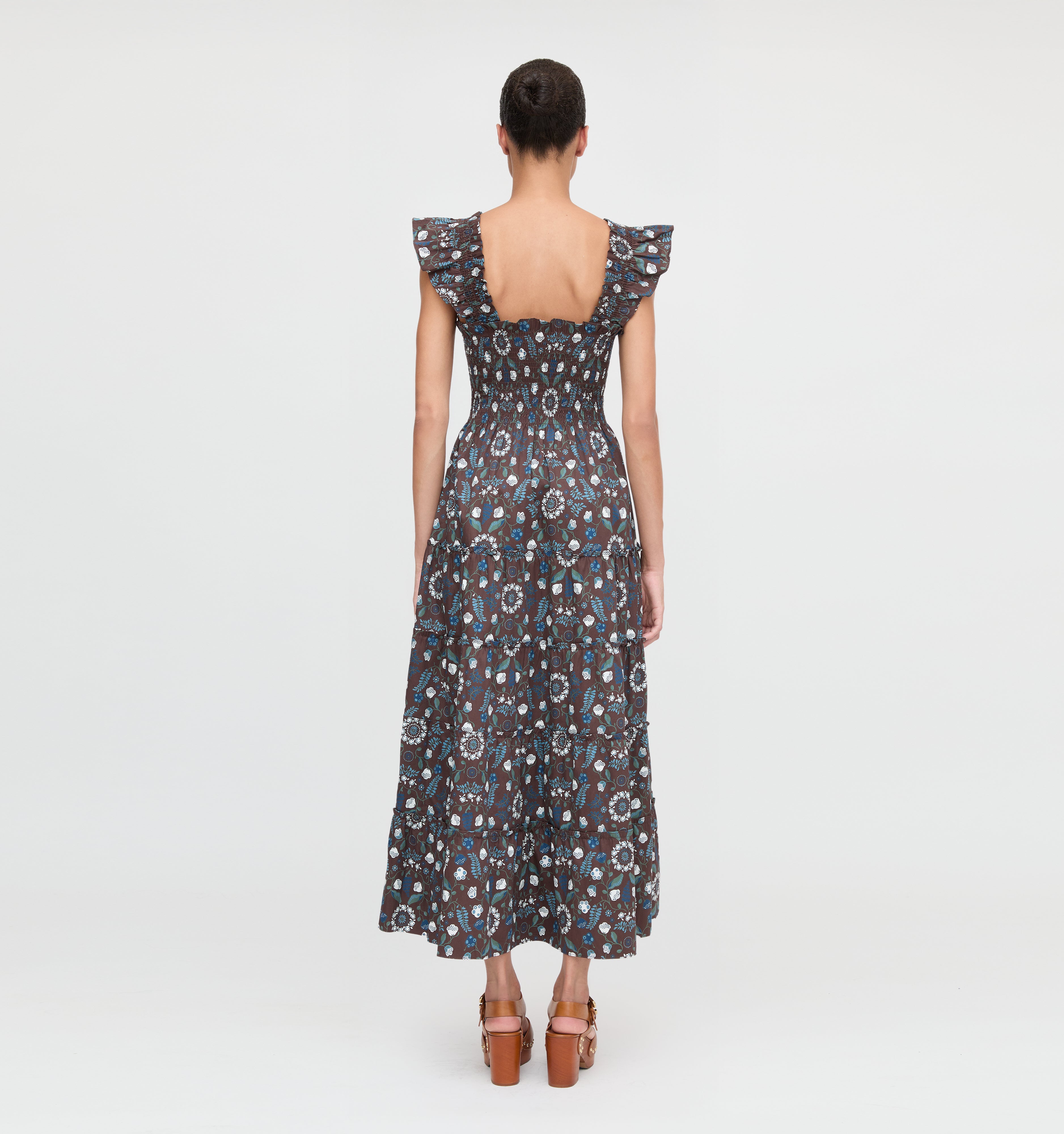 The Ellie Maxi Nap Dress - Chocolate Swedish Floral