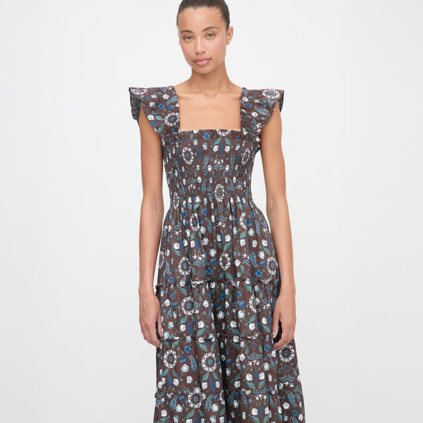 house on the hill バレエ　ロンパース　70cm The Ellie Maxi Nap Dress - Chocolate Swedish Floral – Hill House Home