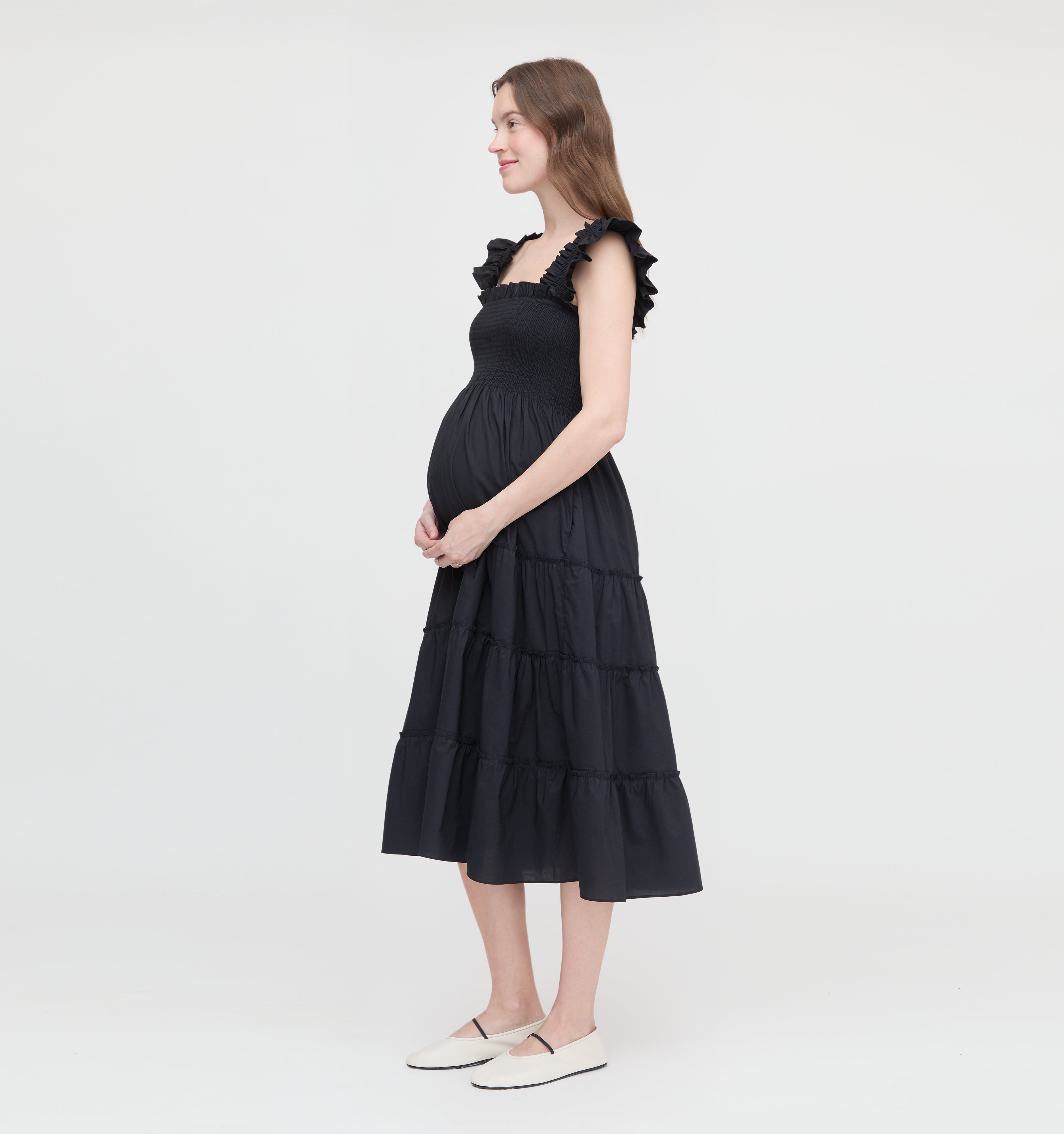 The Maternity Ellie Nap Dress - Black Cotton