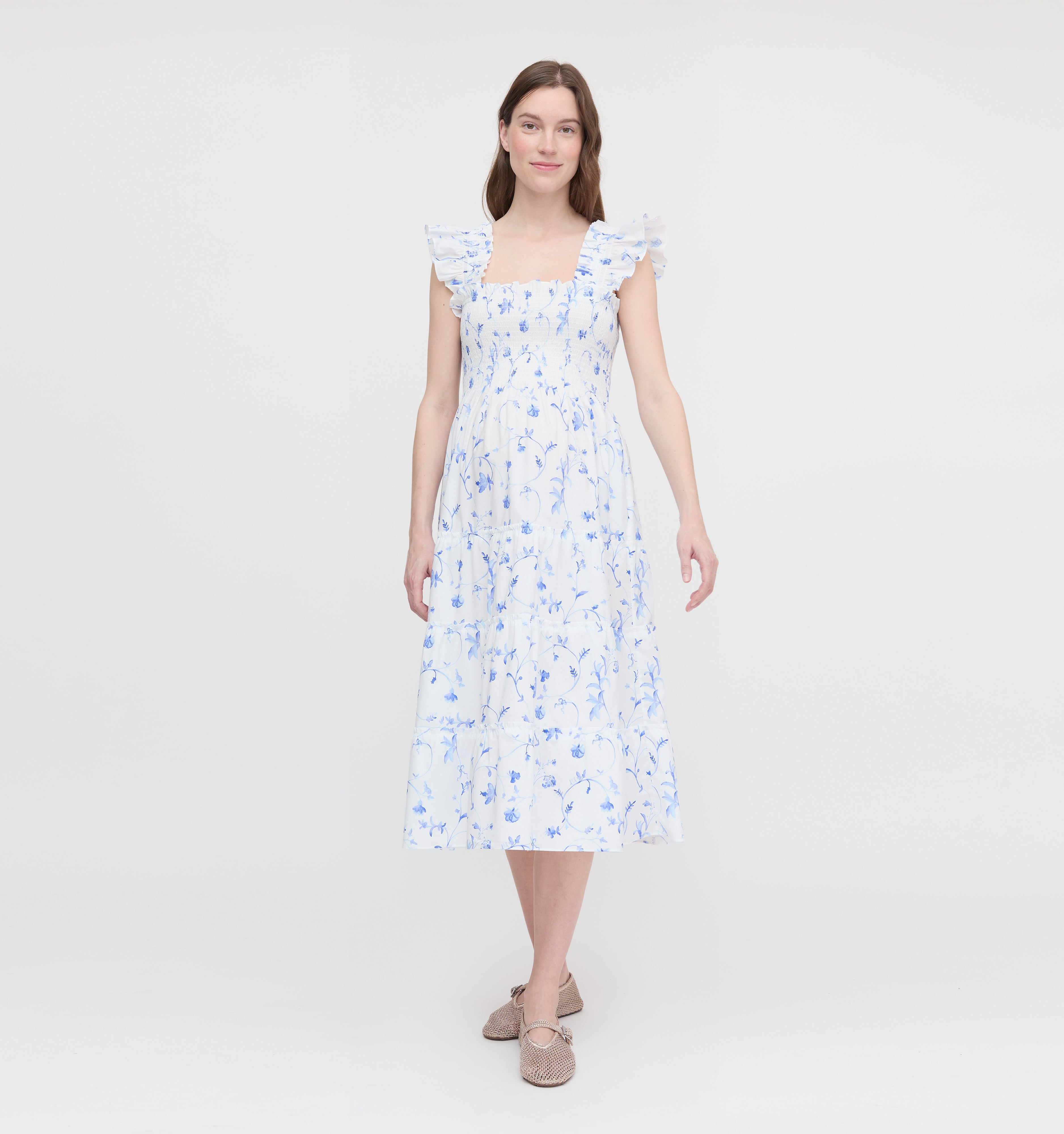 The Maternity Ellie Nap Dress - Blue Botanical