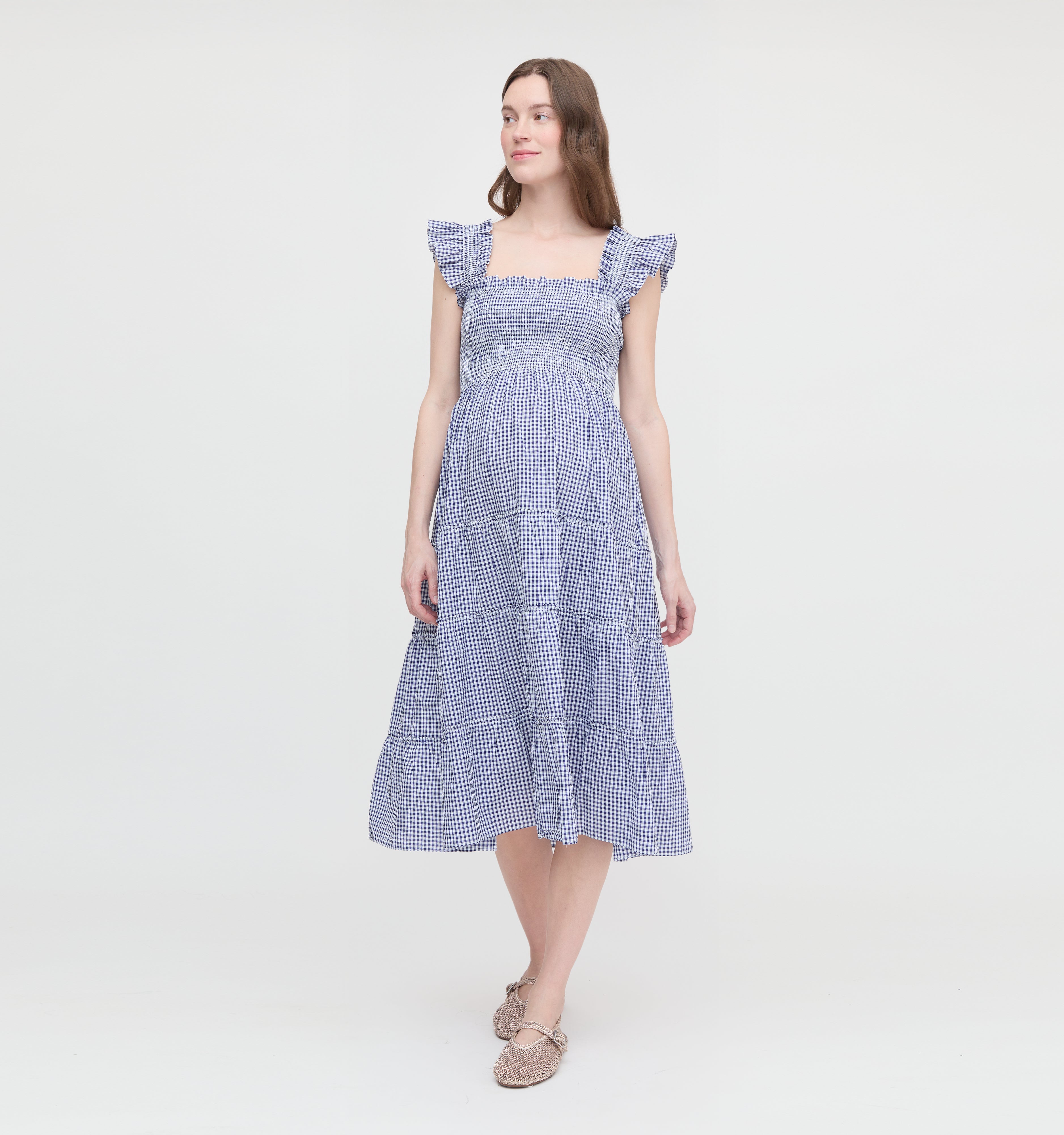 The Maternity Ellie Nap Dress - Navy Gingham