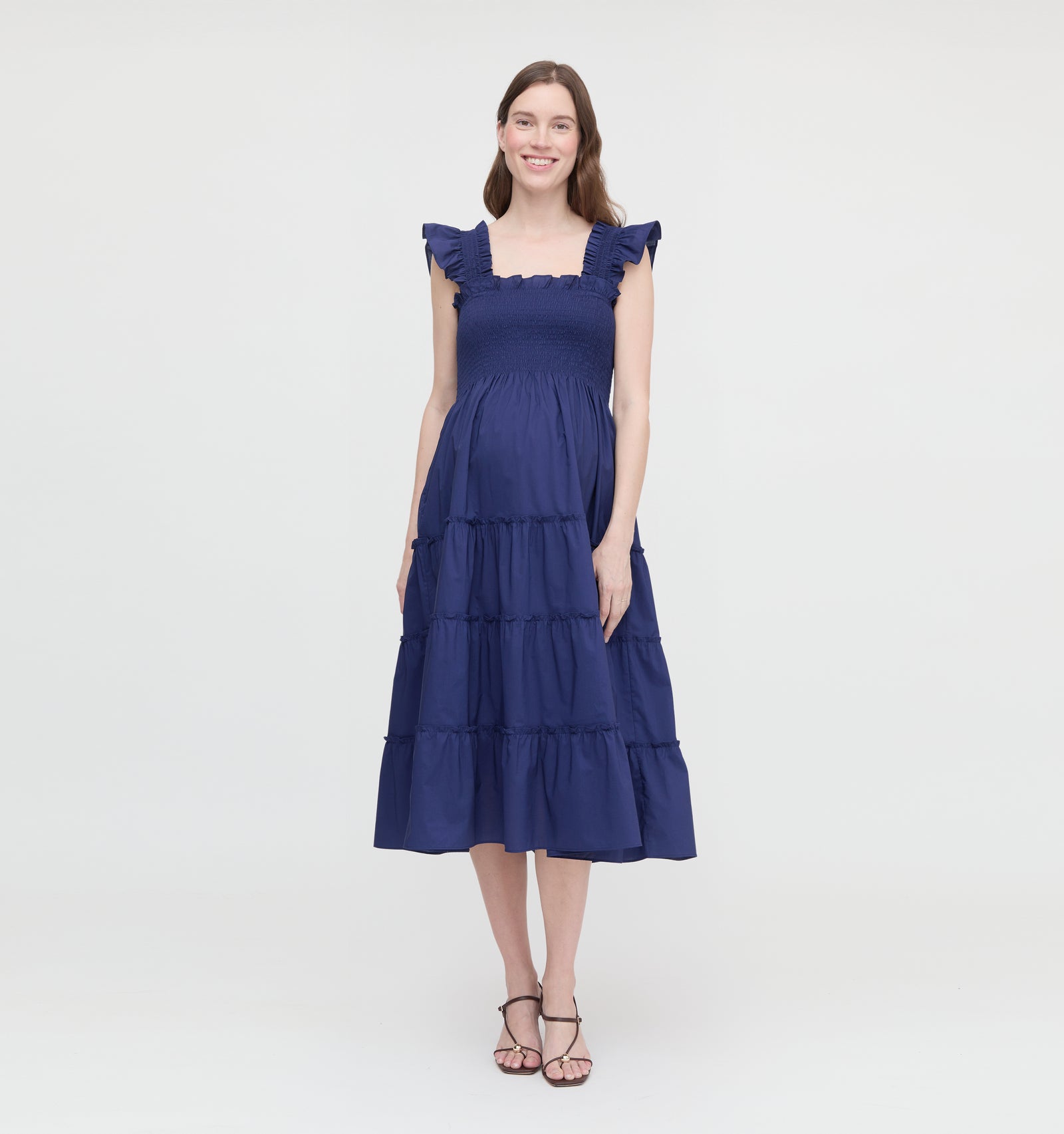 denim dress talbots Alexa Cotton Midi Shirt Dress-Navy Petal Terrace main image 0