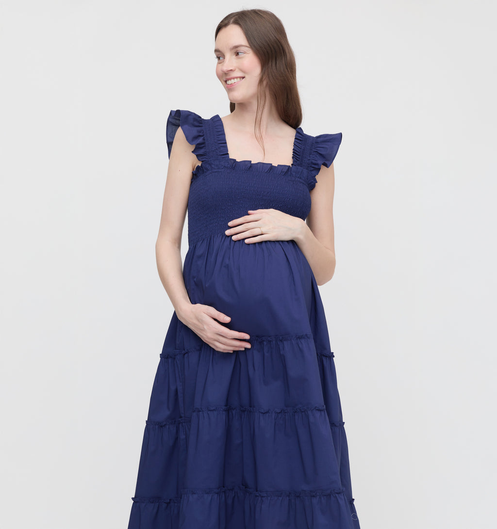 The Maternity Ellie Nap Dress Navy Cotton | S | Hill House Home The Maternity Ellie Nap Dress Navy Cotton | S | Hill House Home