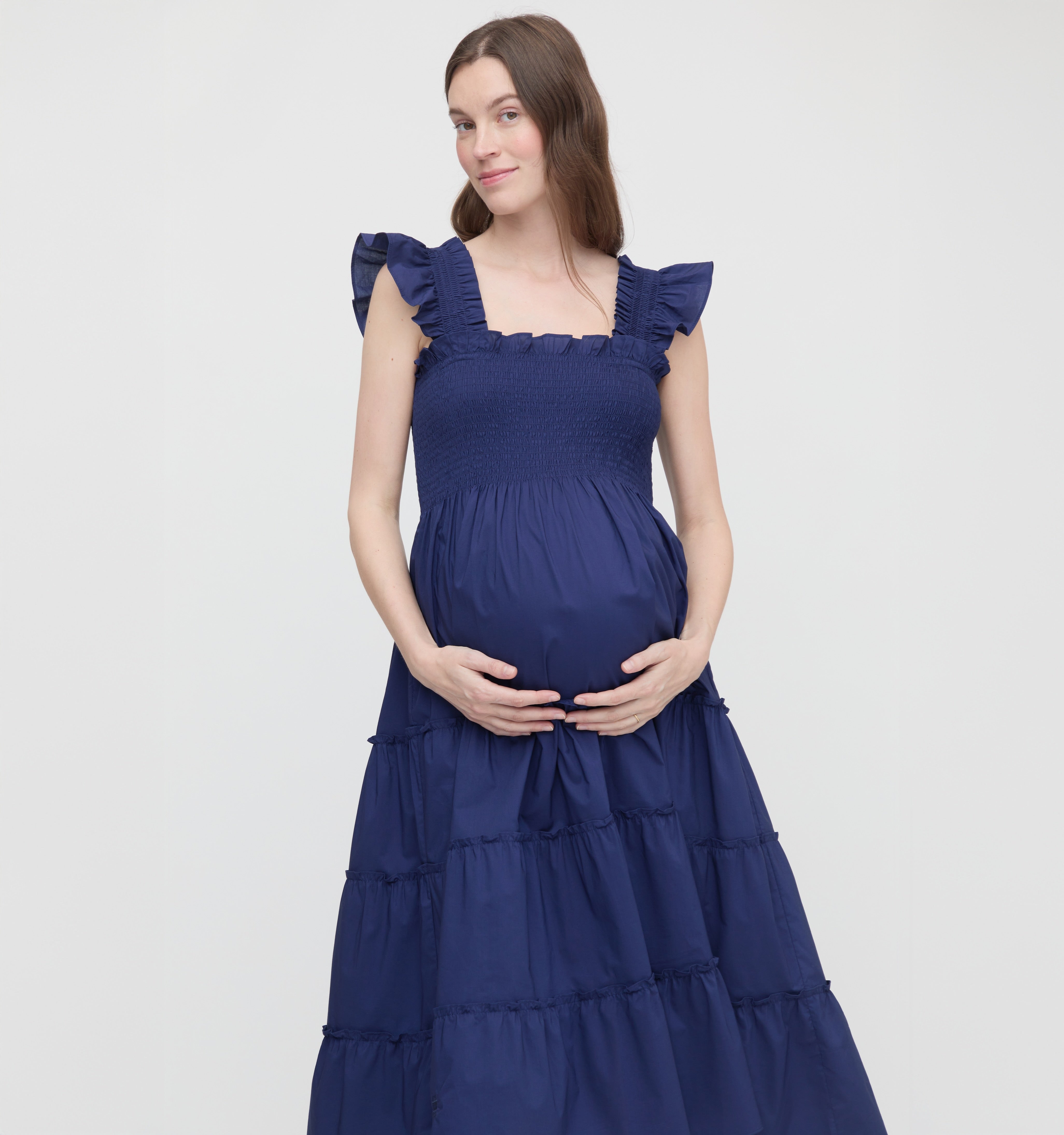 The Maternity Ellie Nap Dress - Navy Cotton