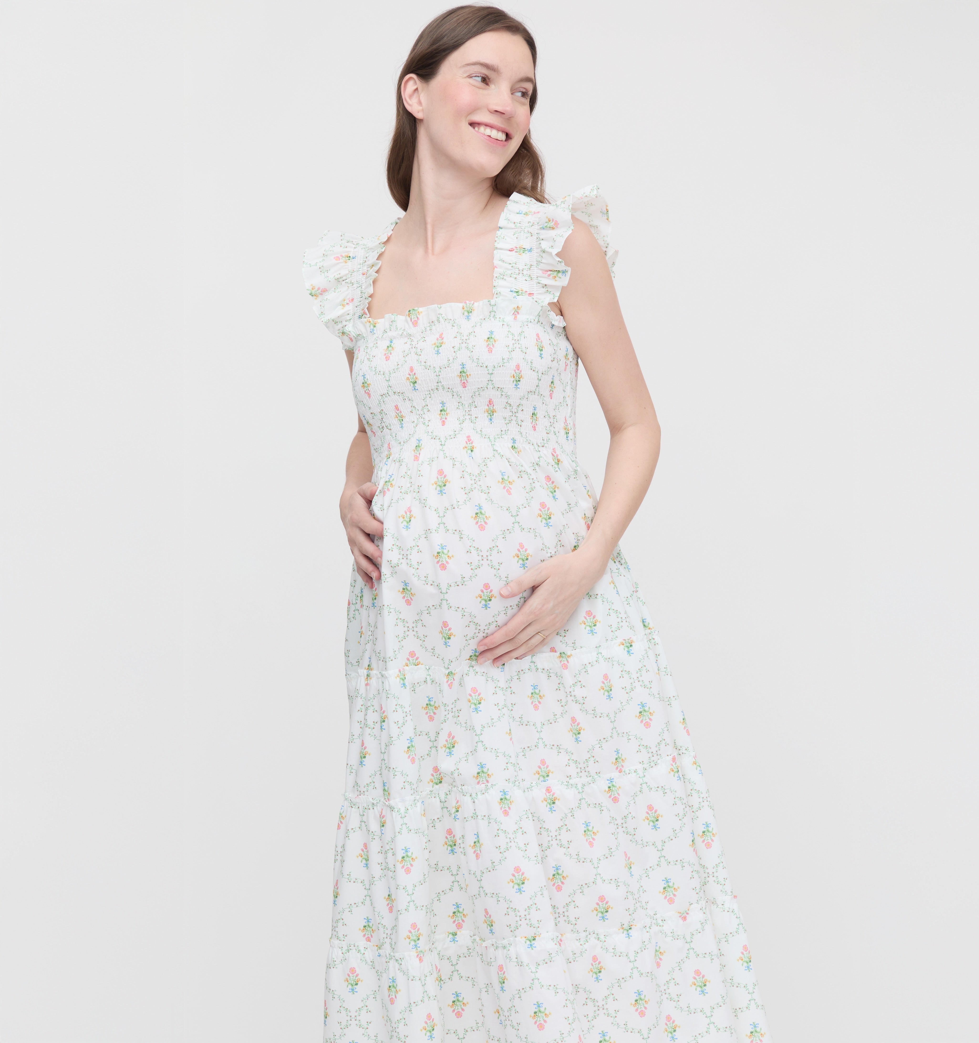 The Maternity Ellie Nap Dress - Pastel Trellis