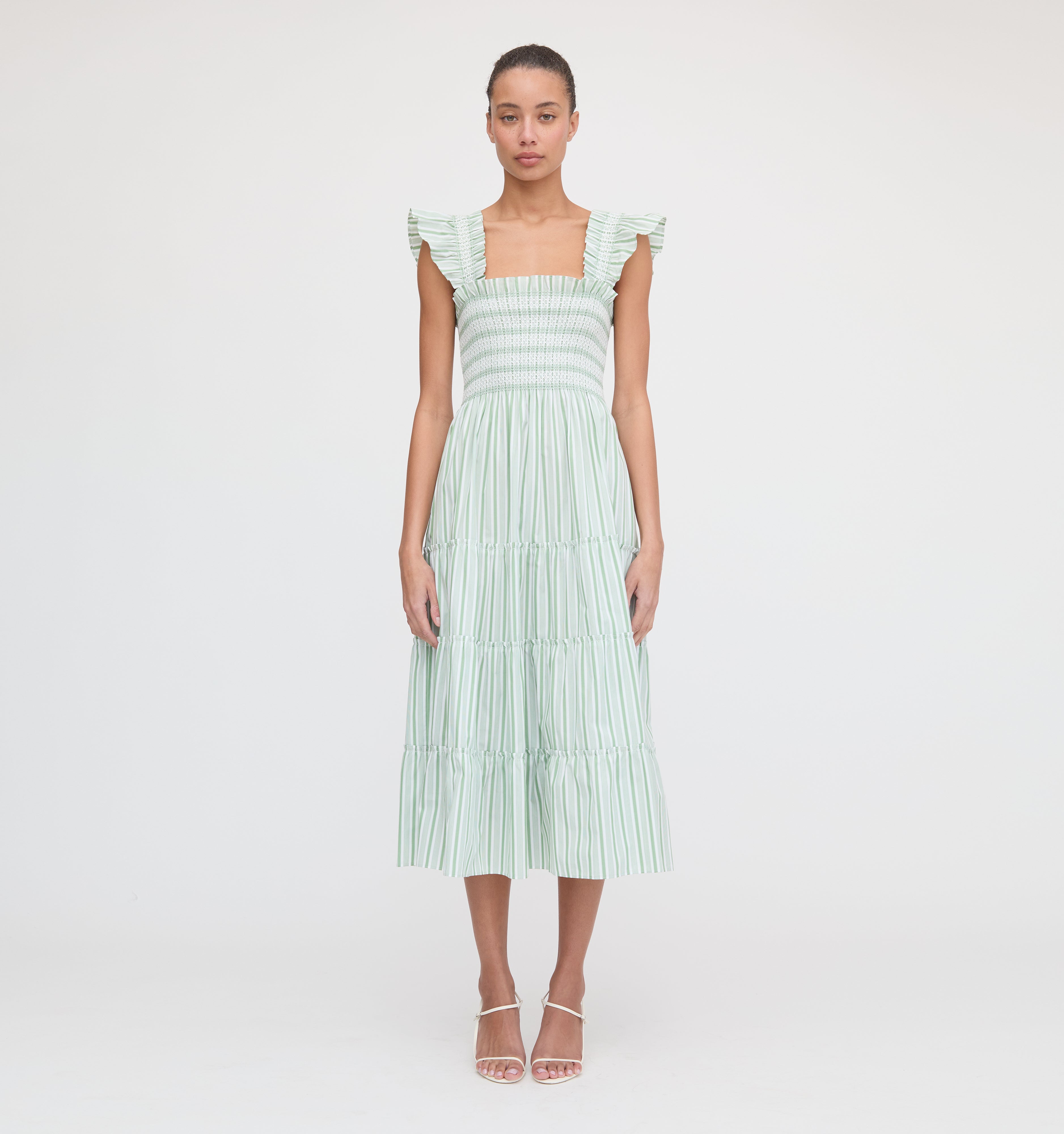 The Ellie Nap Dress - Apple Green Stripe