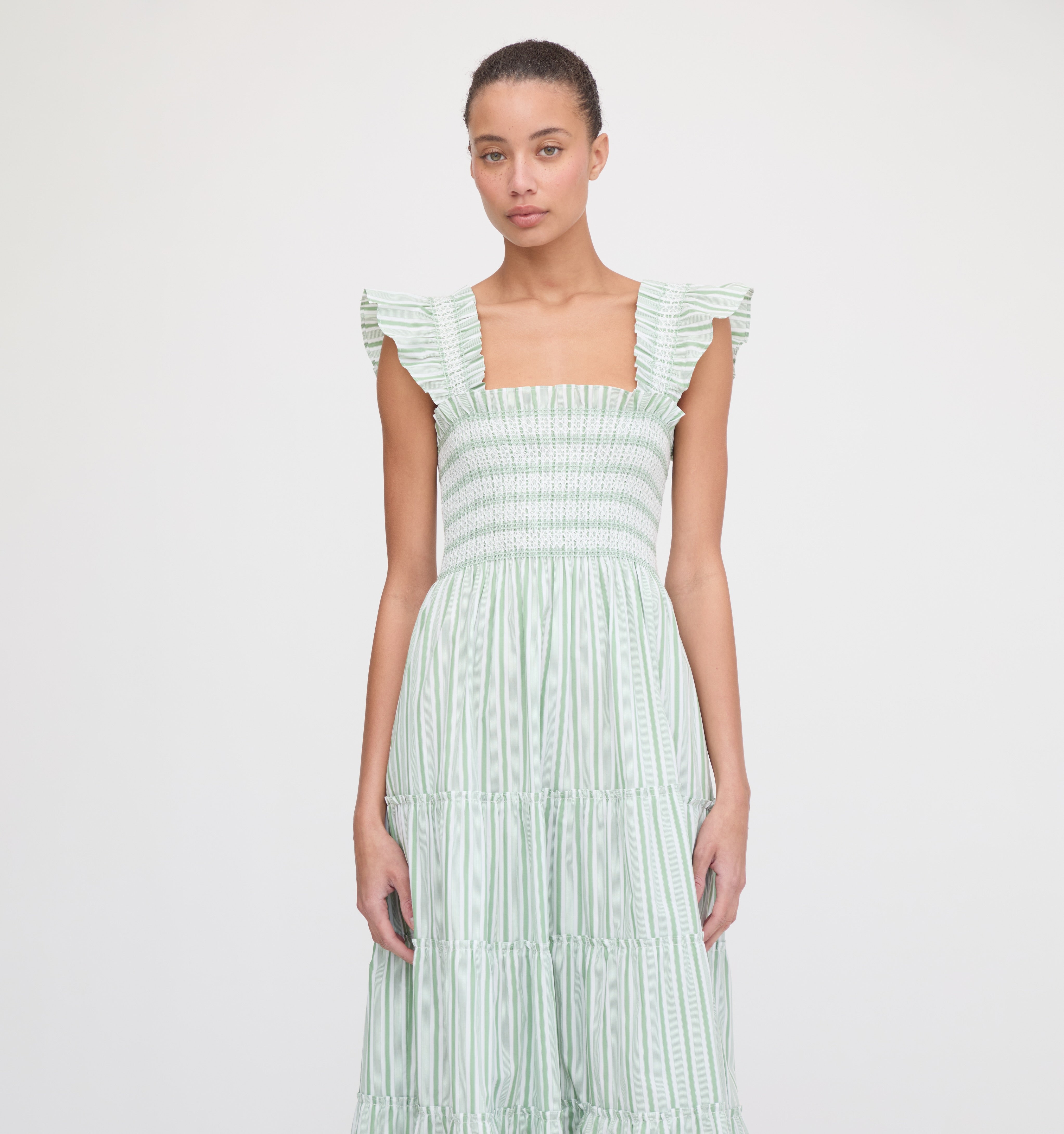 The Ellie Nap Dress - Apple Green Stripe