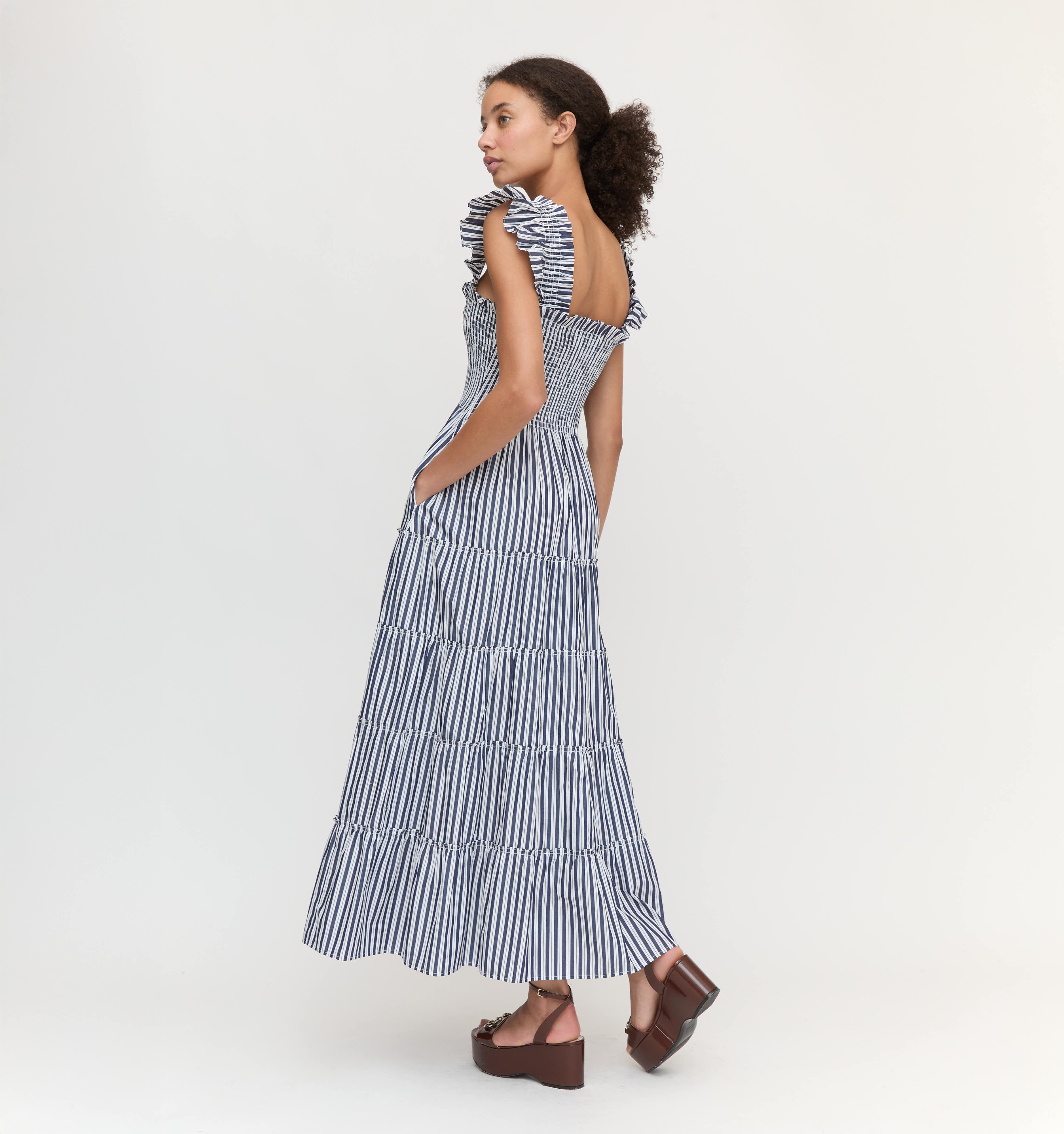 The Ellie Maxi Nap Dress - Navy Stripe – Hill House Home