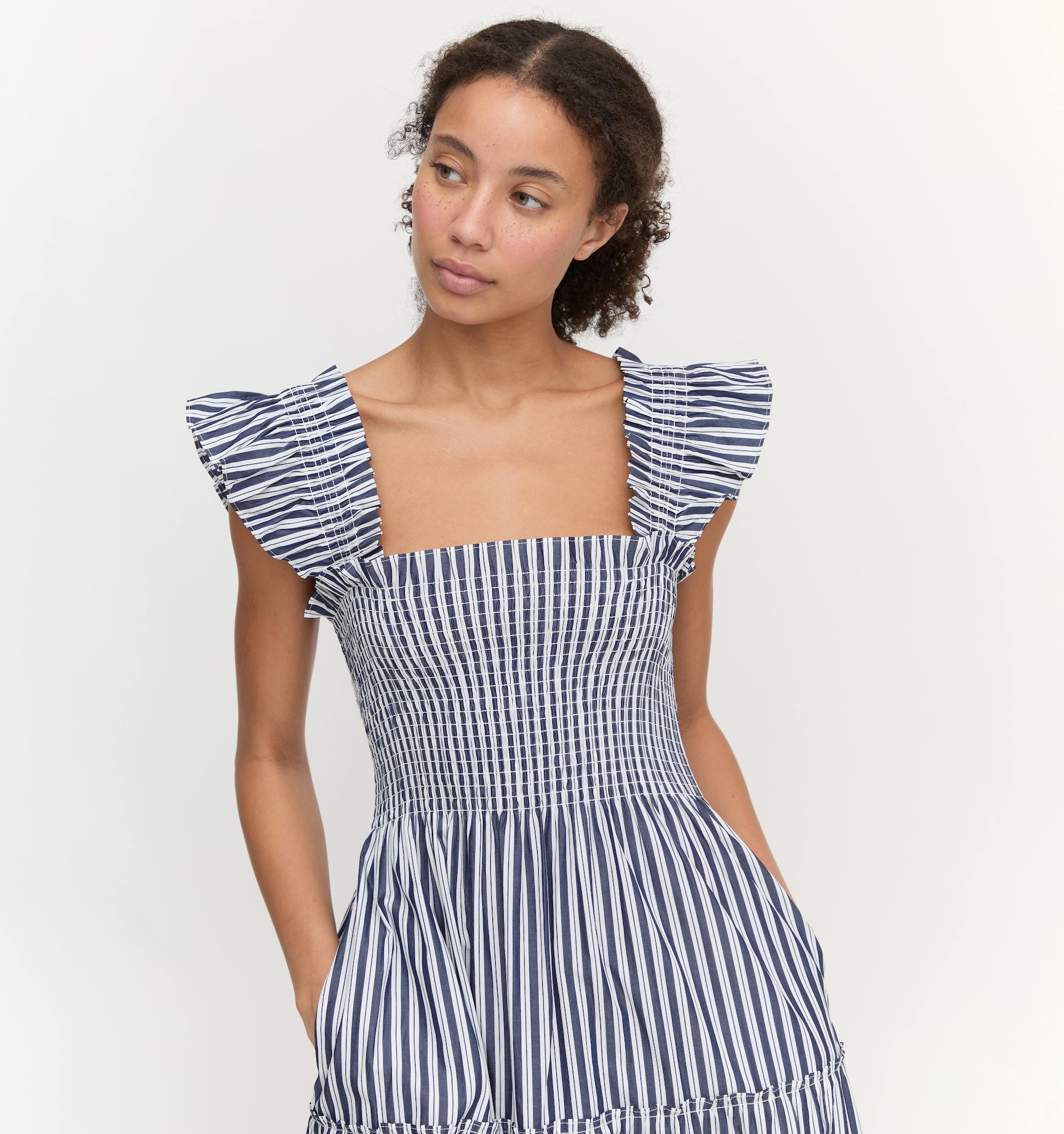 The Ellie Maxi Nap Dress - Navy Stripe – Hill House Home