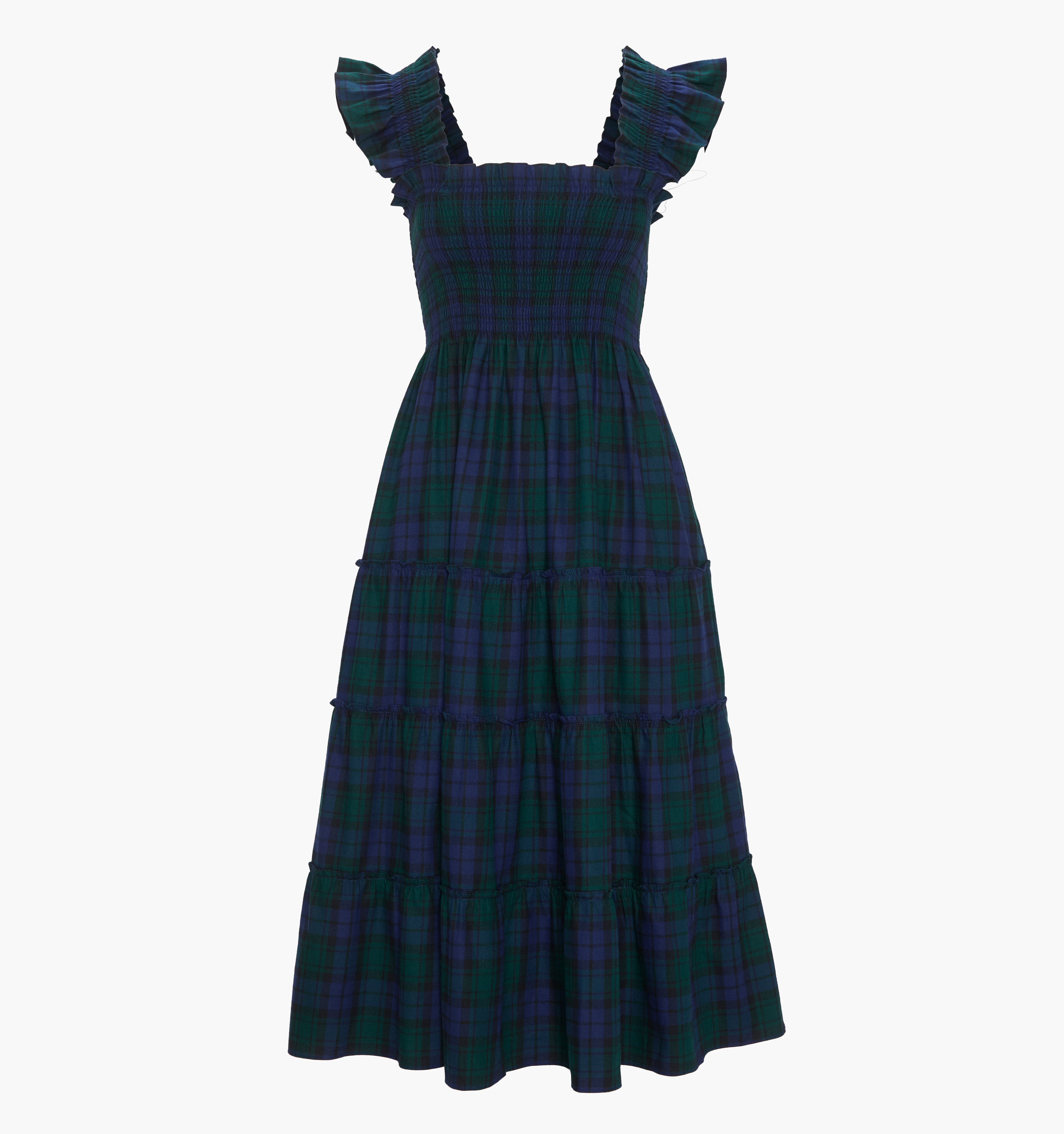 The Ellie Nap Dress in Blackwatch Tartan color: Blackwatch Tartan