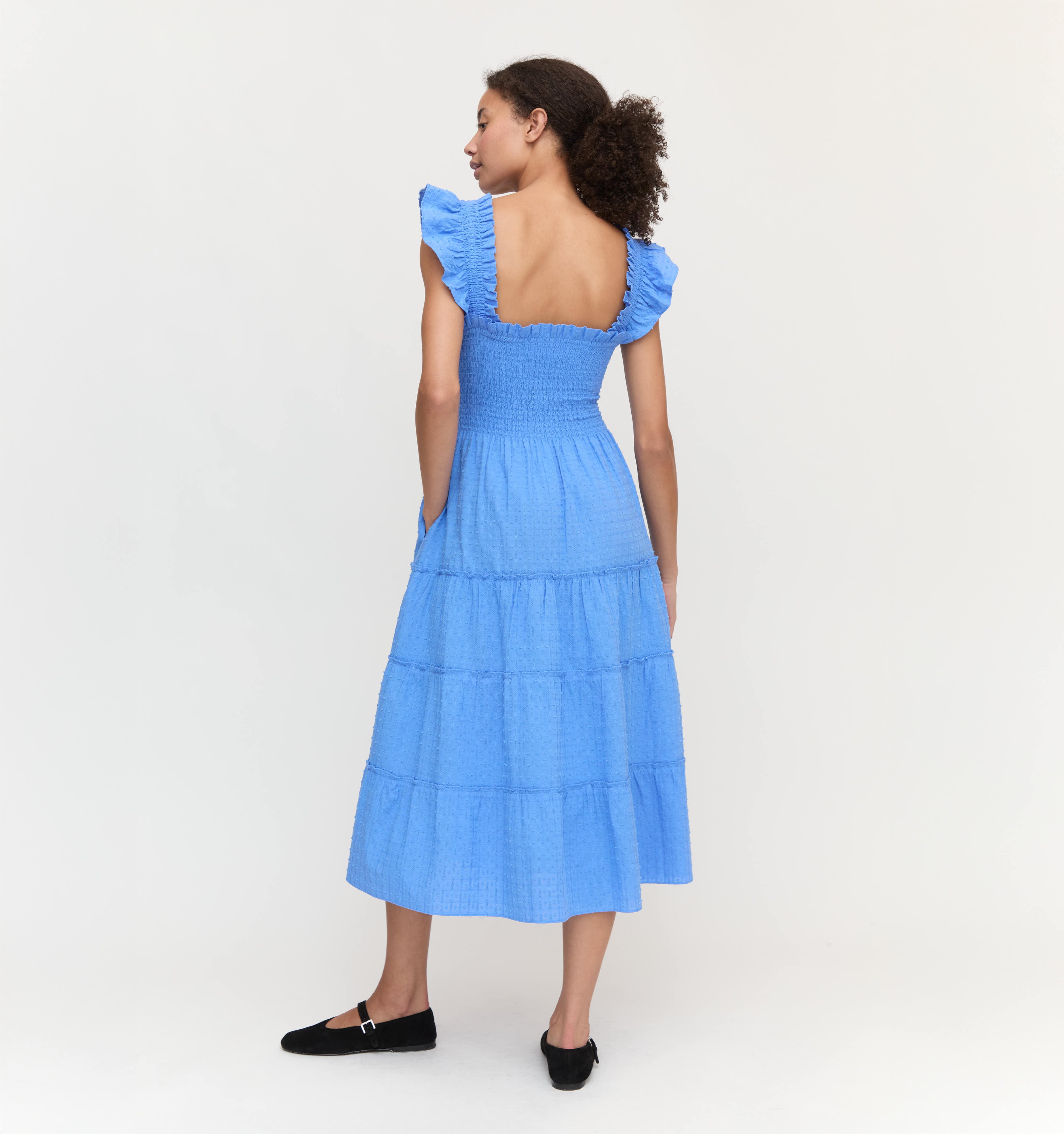 The Ellie Nap Dress - Hydrangea Blue Textured Clip Dot – Hill