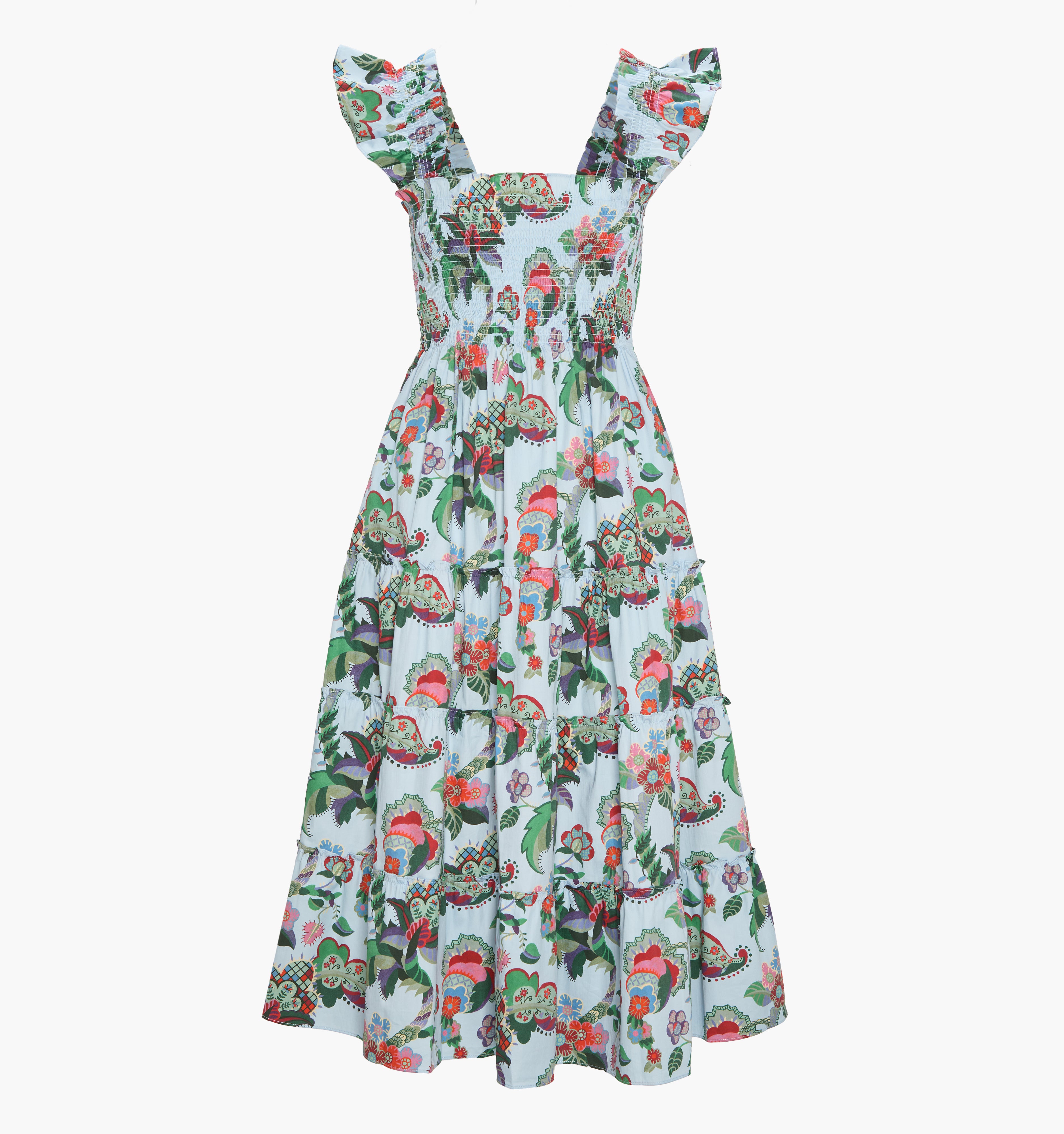 The Ellie Nap Dress - Light Blue Jungle Floral