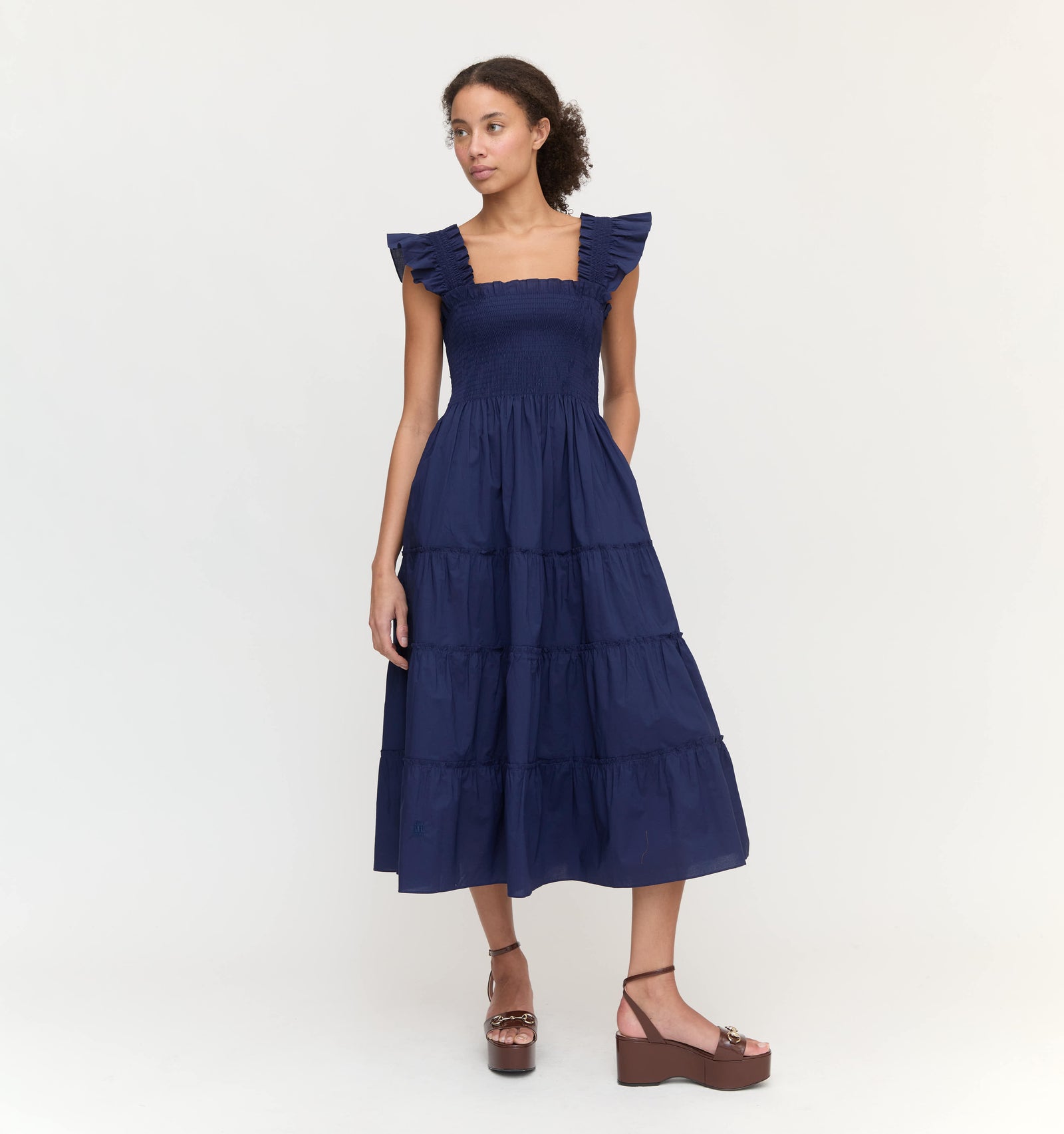The Ellie Nap Dress - Navy Poplin Hill House Home The Ellie Nap Dress - Navy Poplin Hill House Home