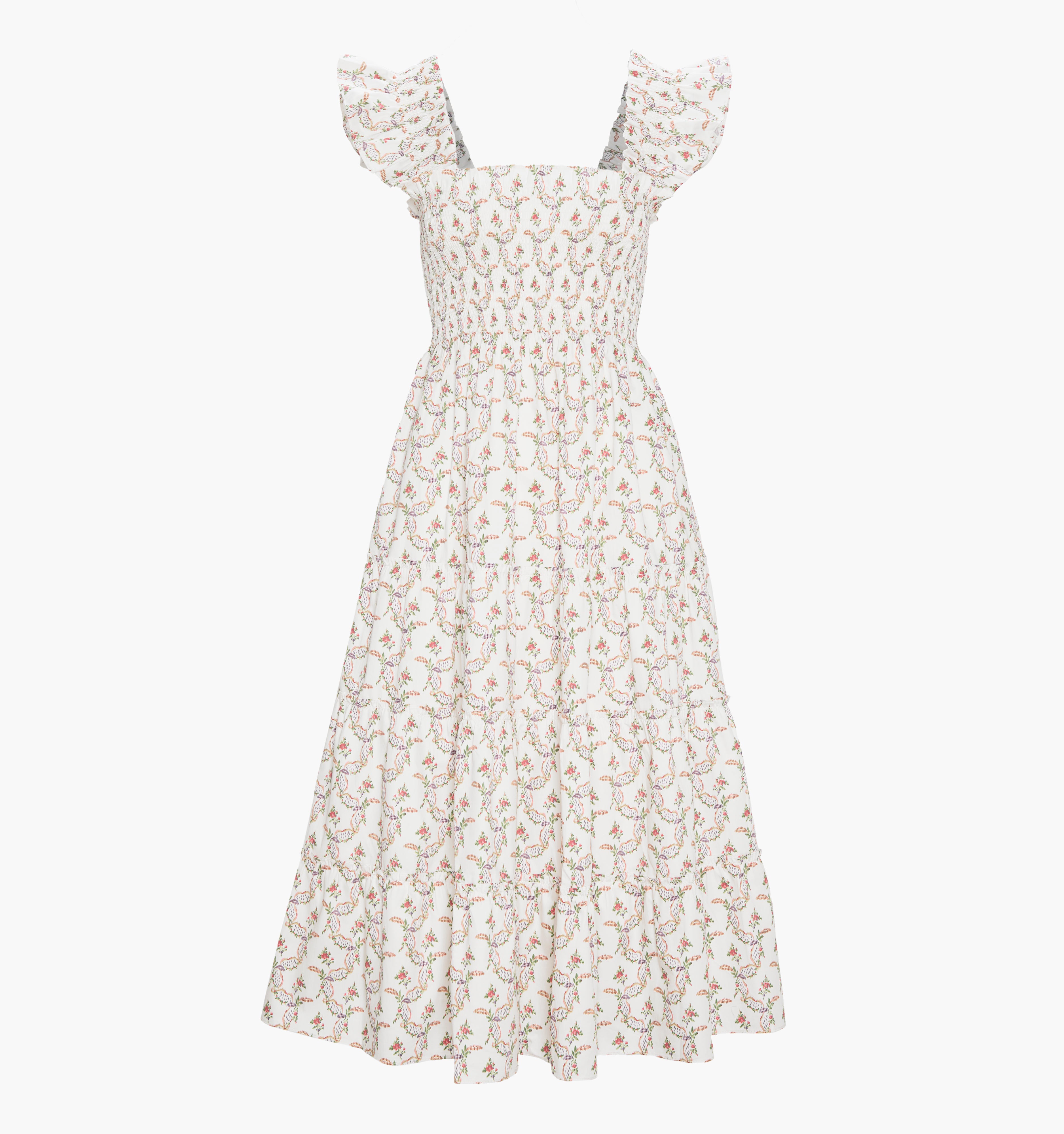 The Ellie Nap Dress in Pink Ribbon Rose Ikat color: Pink Ribbon Rose Ikat