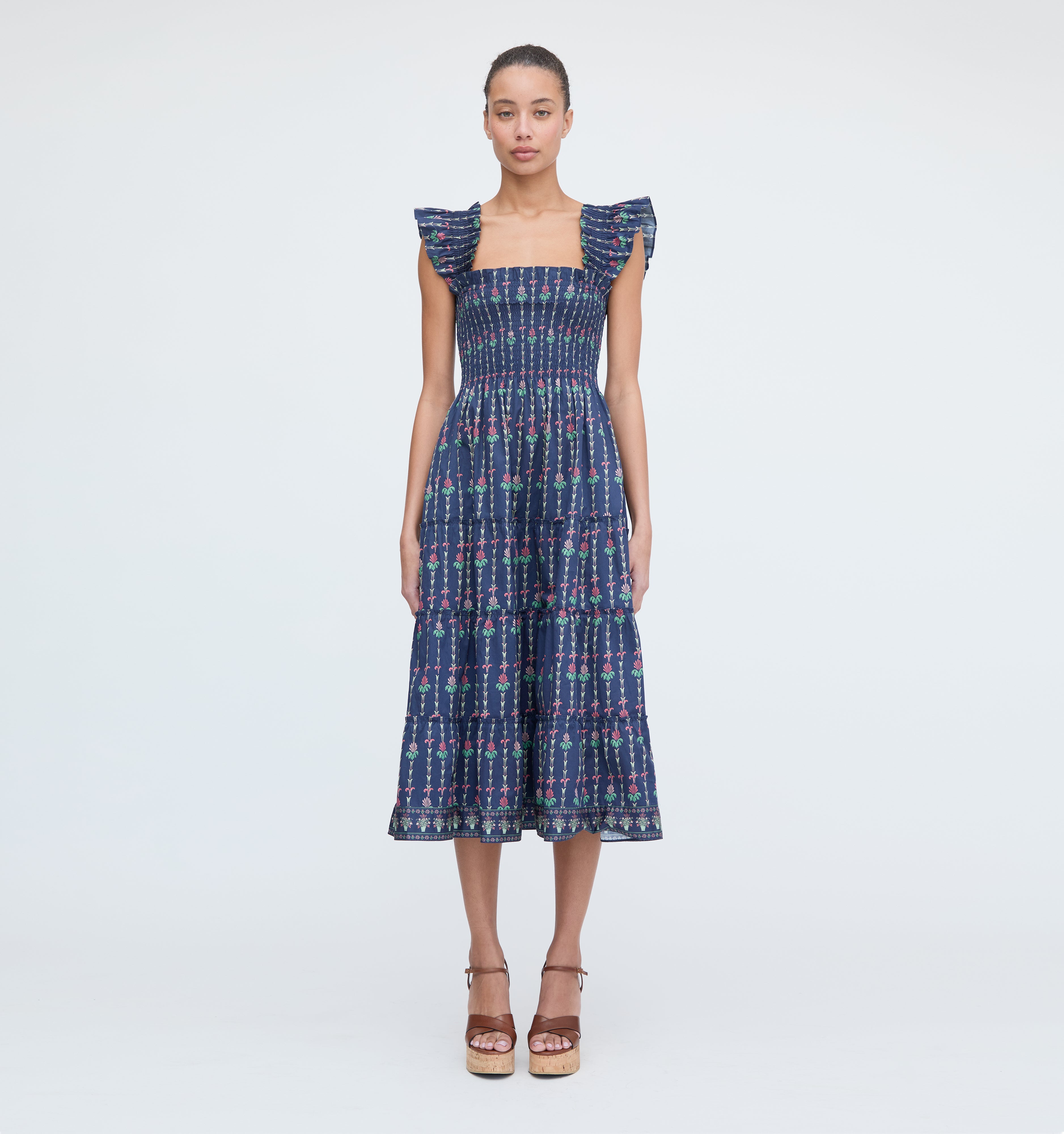 The Ellie Nap Dress - Navy Trailing Fern