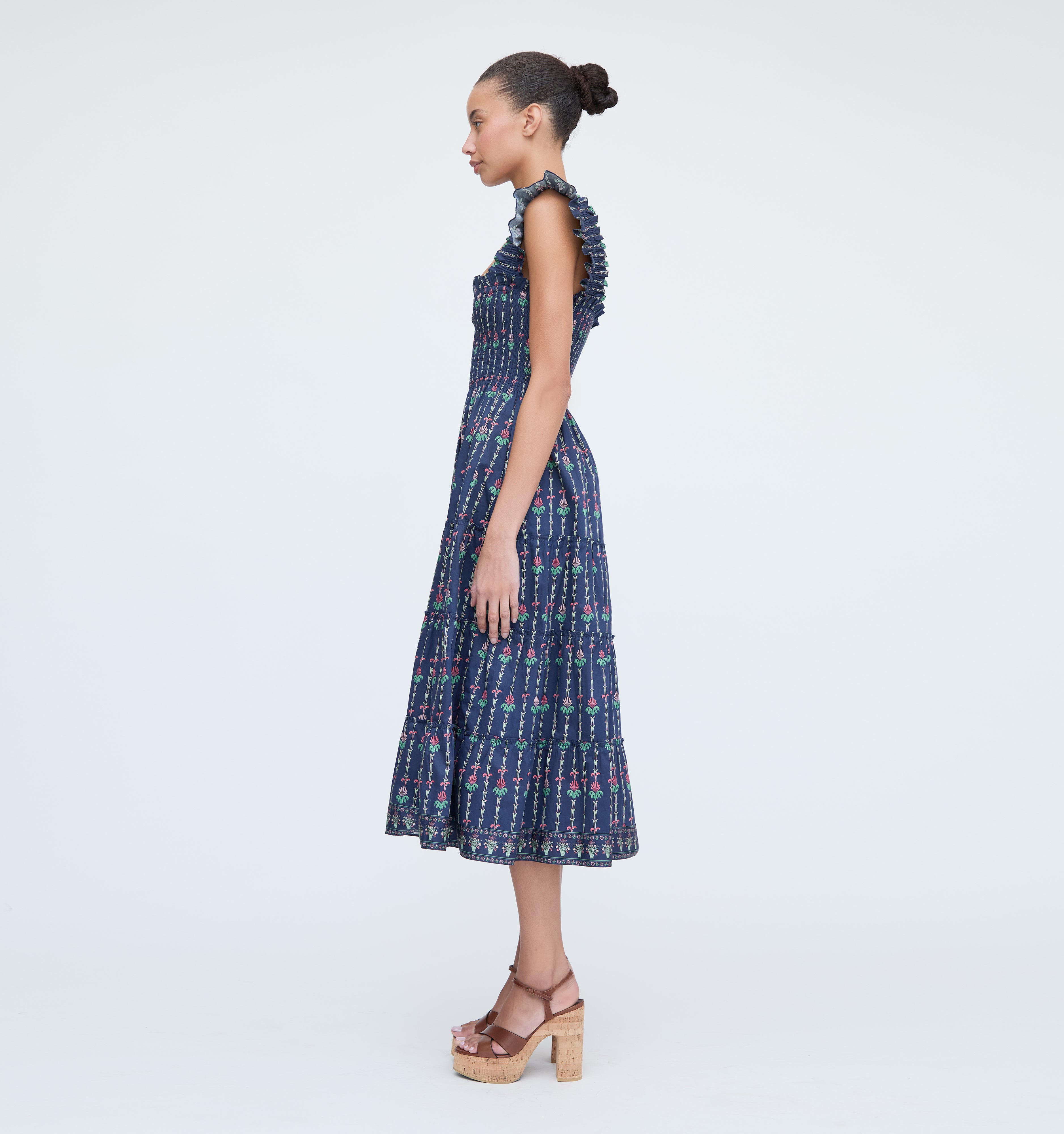 The Ellie Nap Dress - Navy Trailing Fern