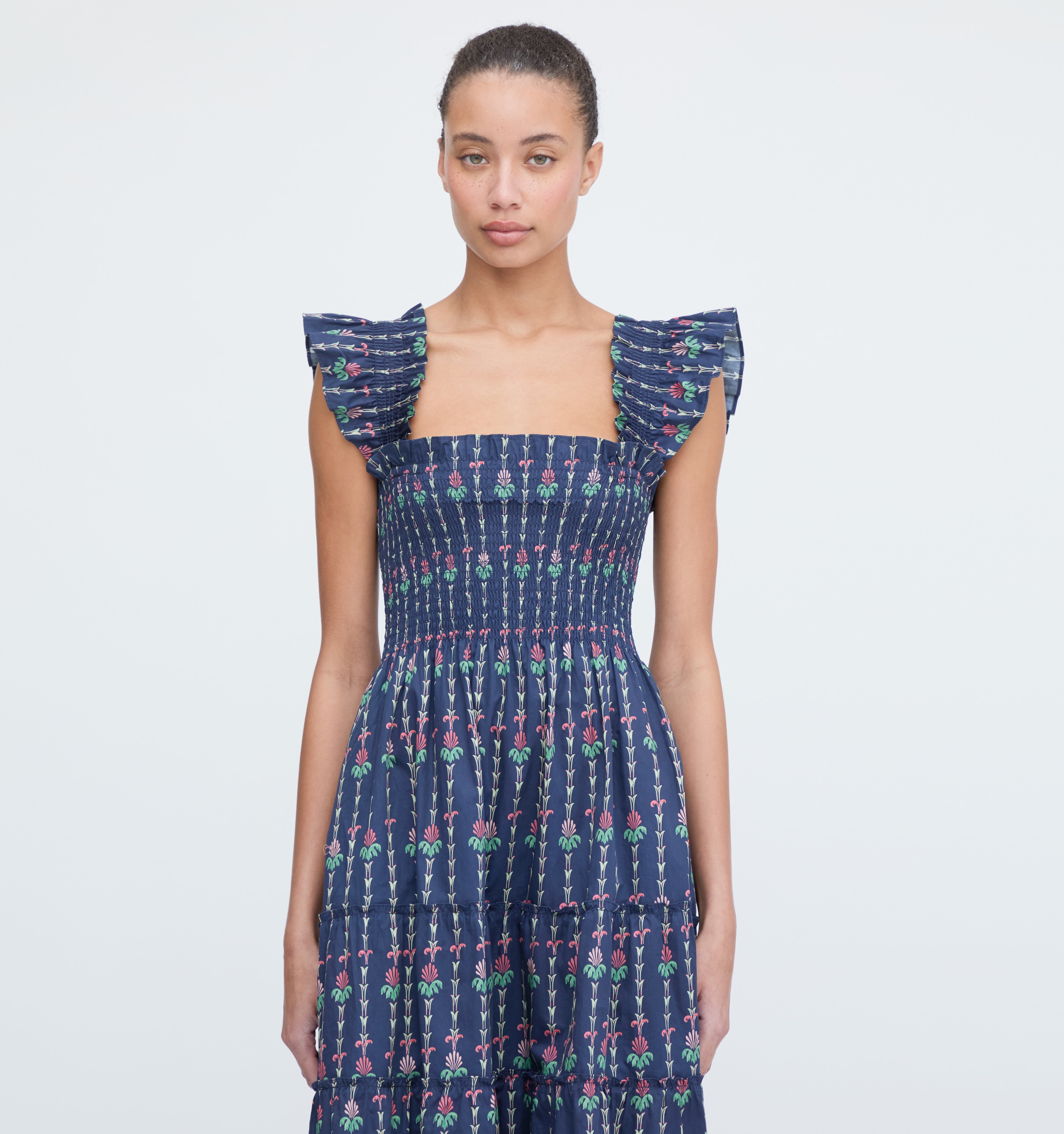 The Ellie Nap Dress - Navy Trailing Fern