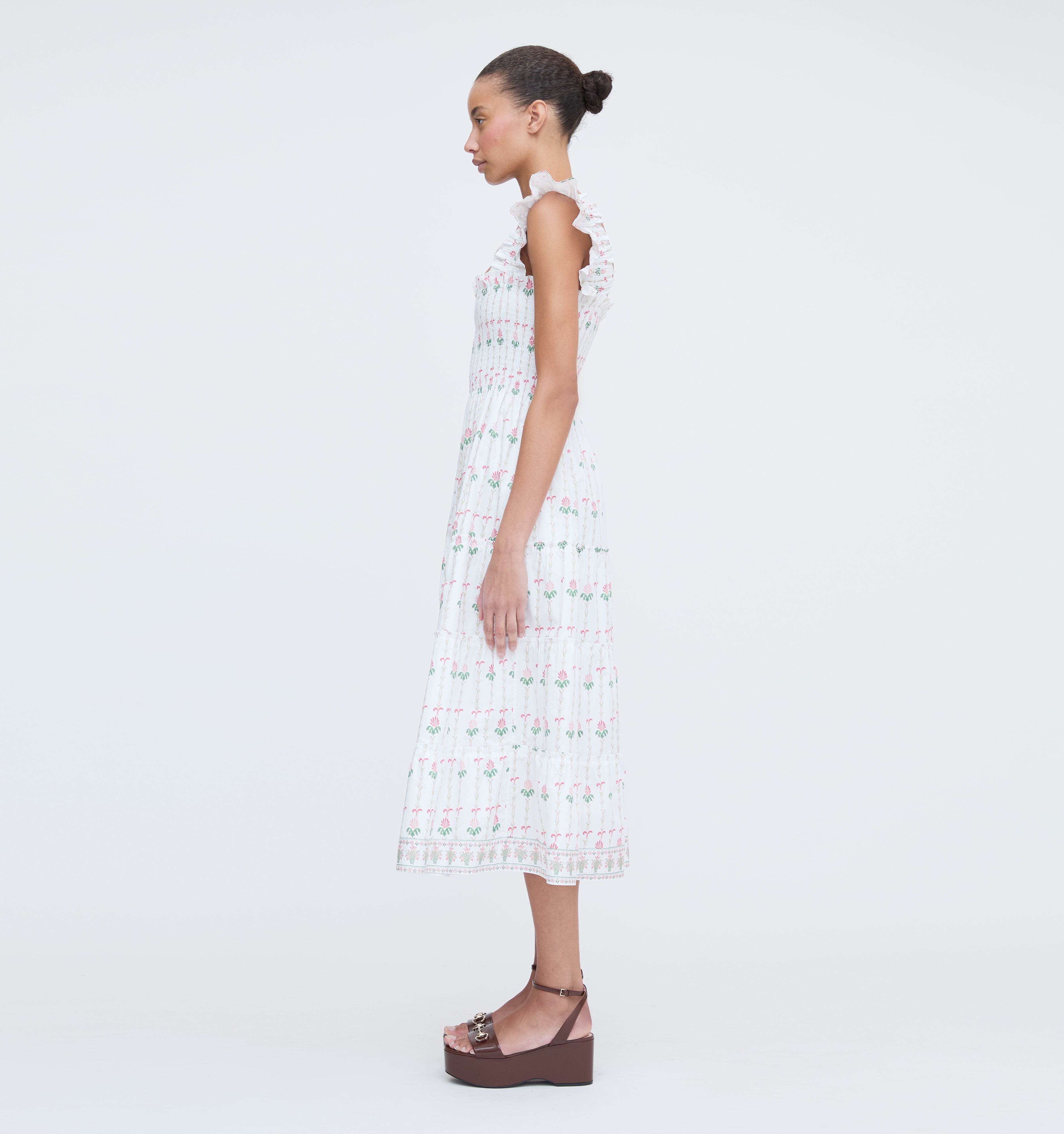 The Ellie Nap Dress - White Trailing Fern