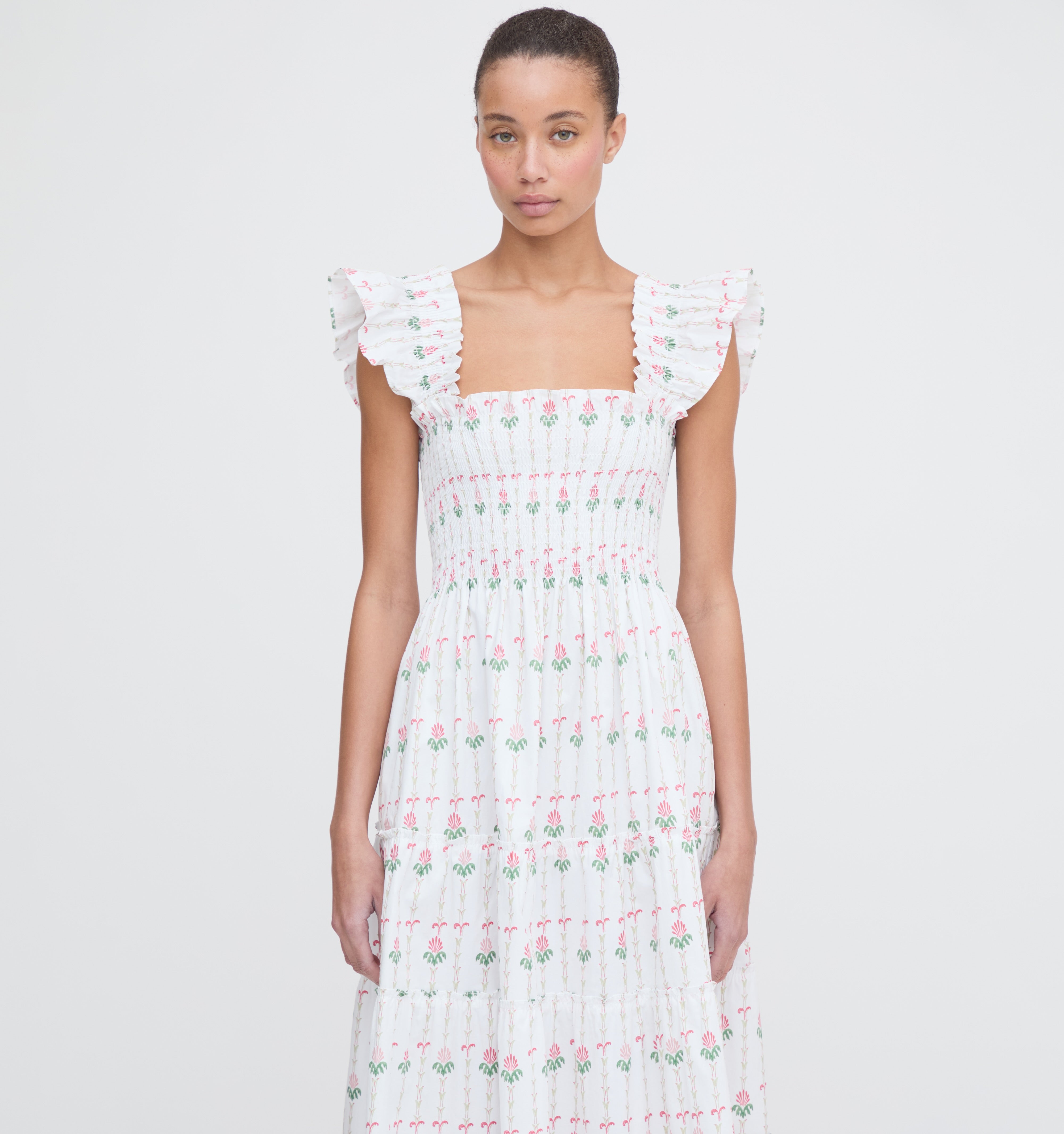 The Ellie Nap Dress - White Trailing Fern