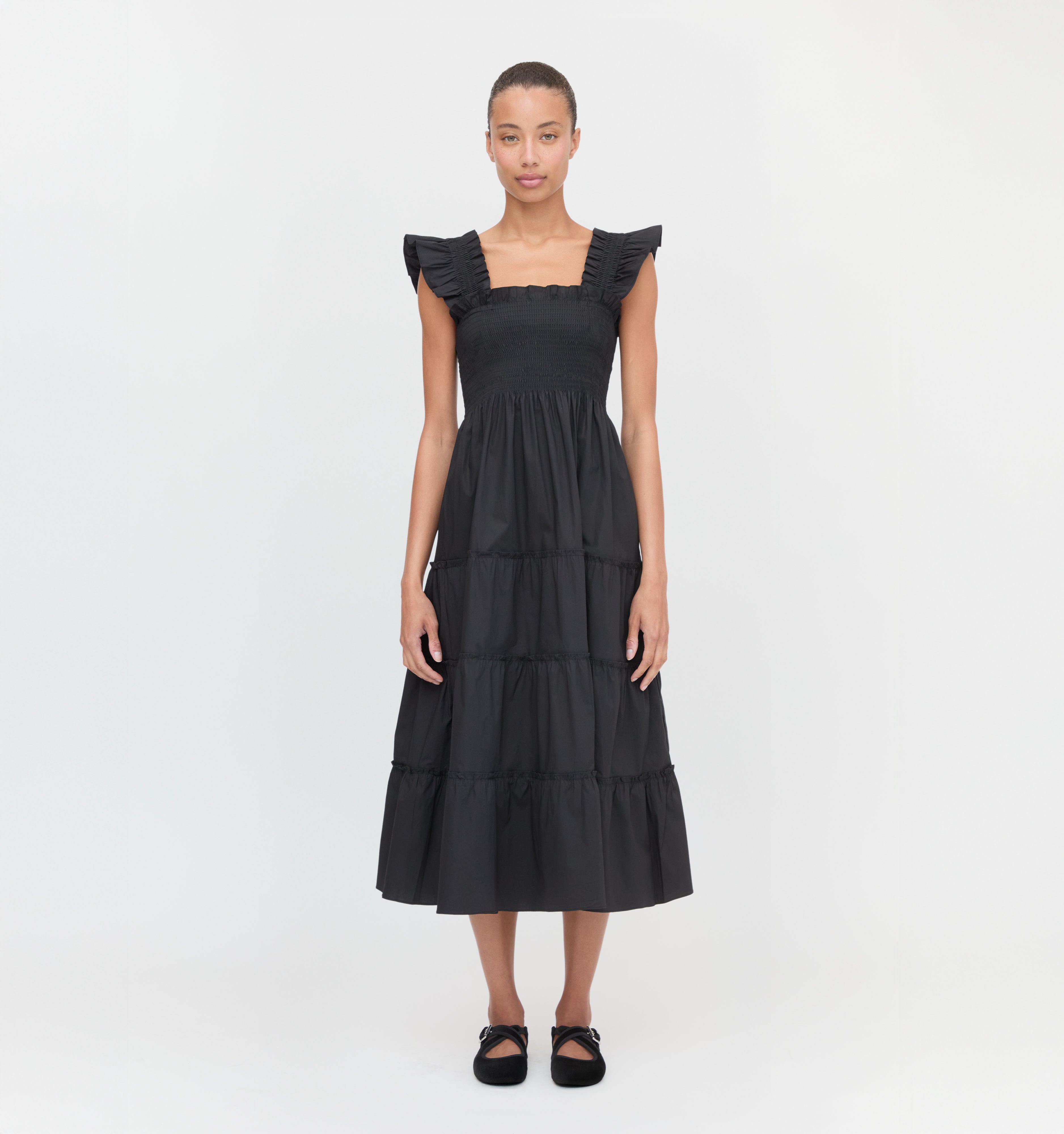 The Ellie Nap Dress - Black Poplin