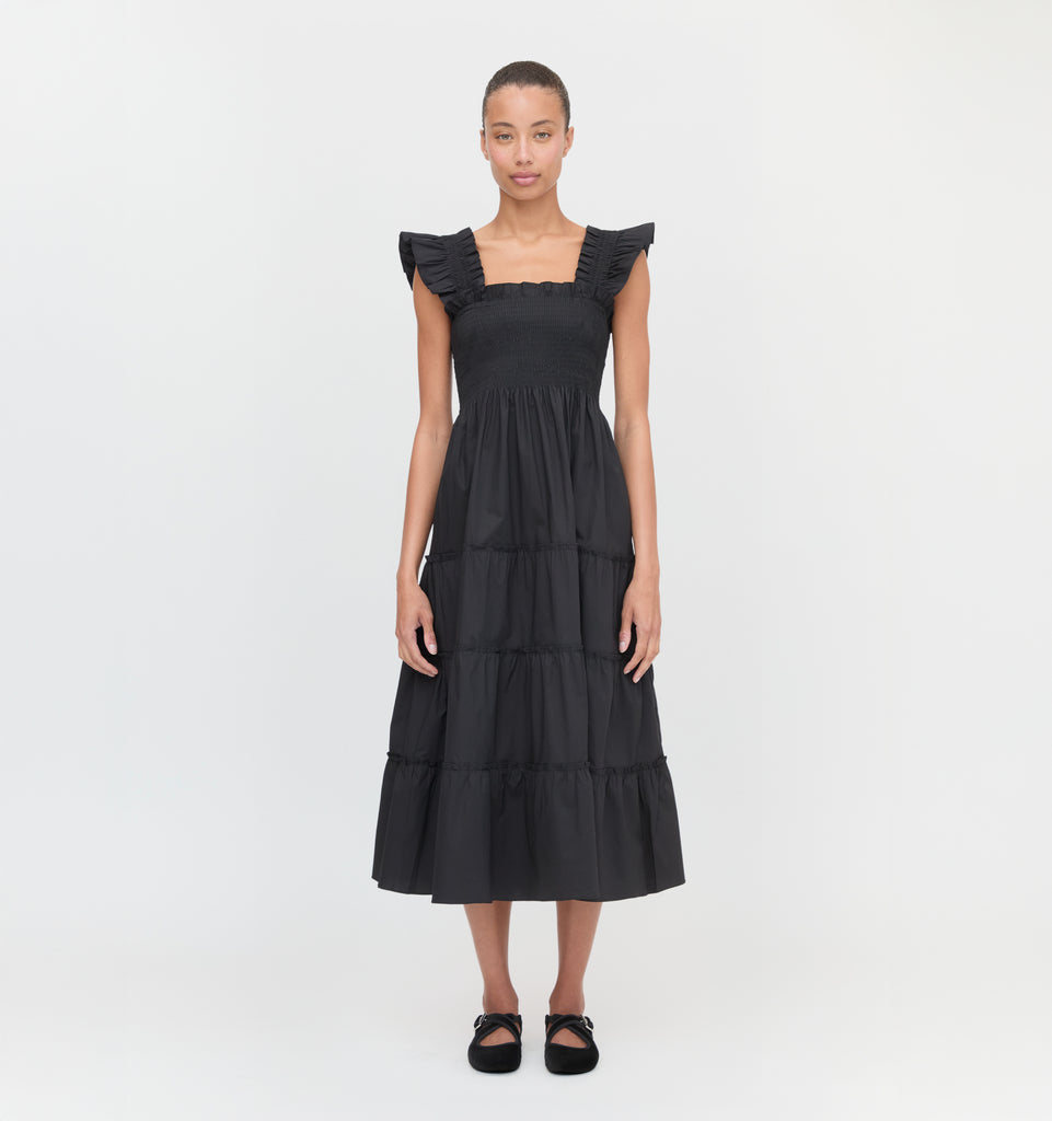 The Ellie Nap Dress - Black Poplin – Hill House Home