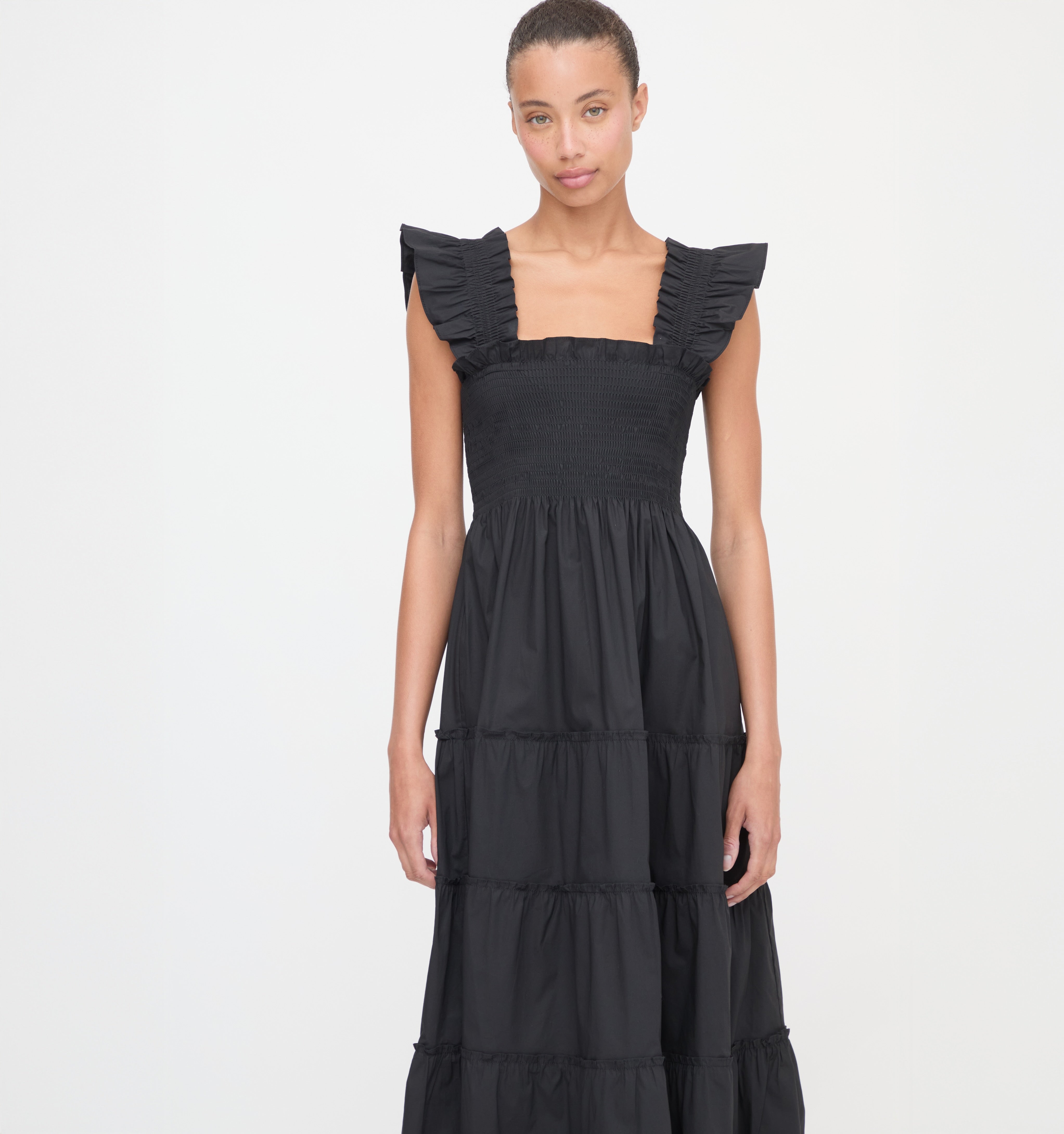 The Ellie Nap Dress - Black Poplin
