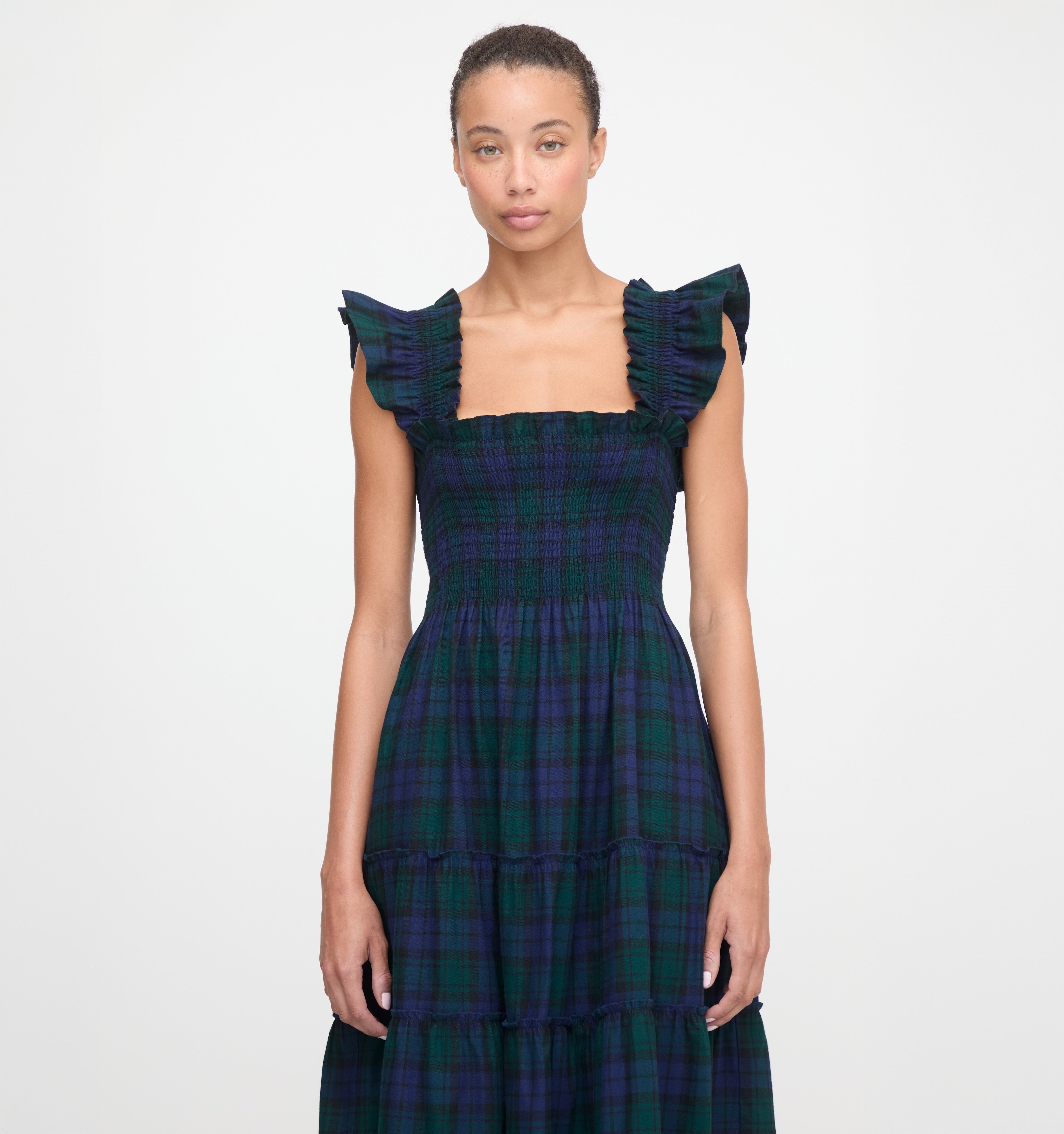 The Ellie Nap Dress in Blackwatch Tartan color: Blackwatch Tartan