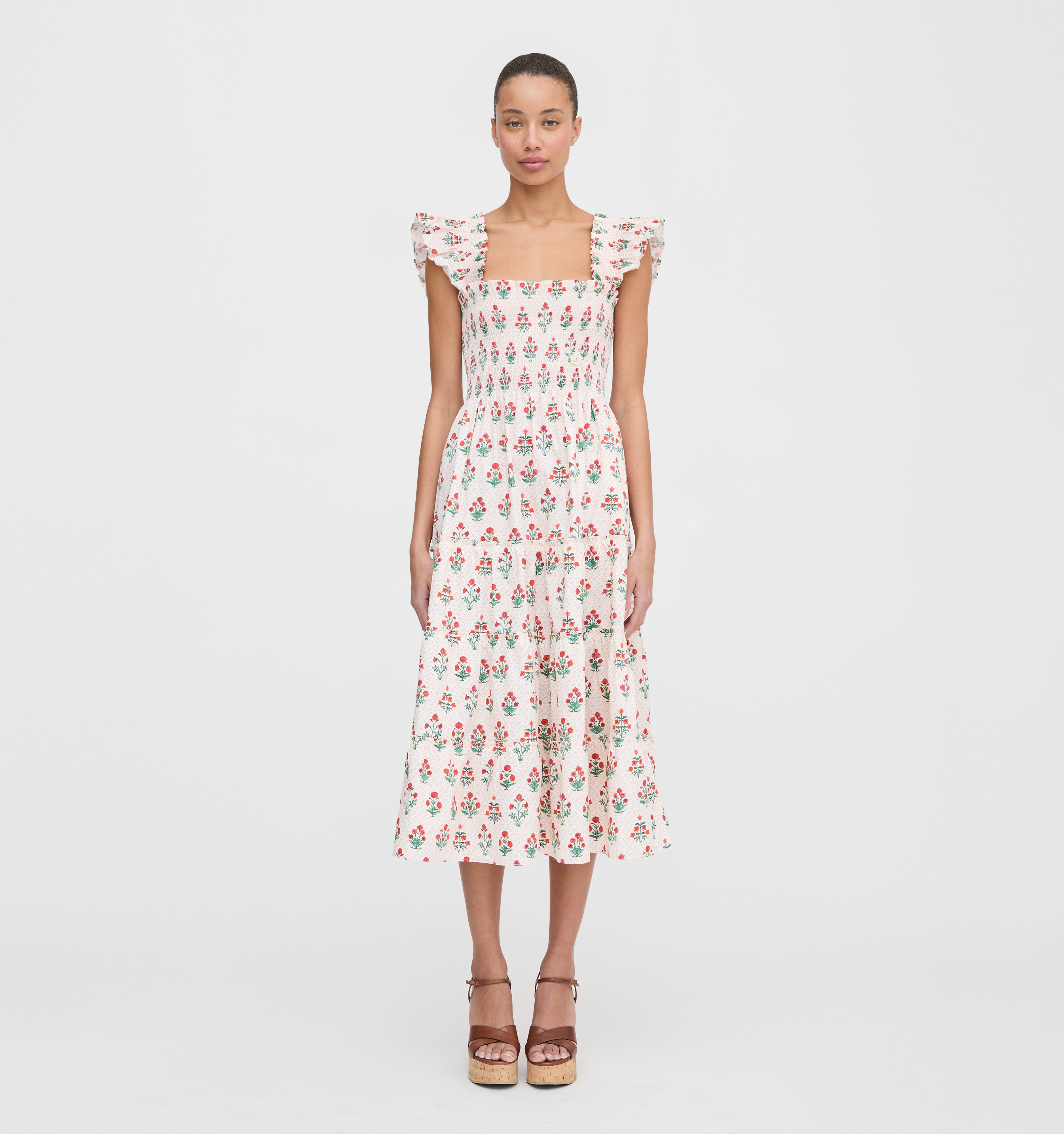 The Ellie Nap Dress - Poppy Block Print