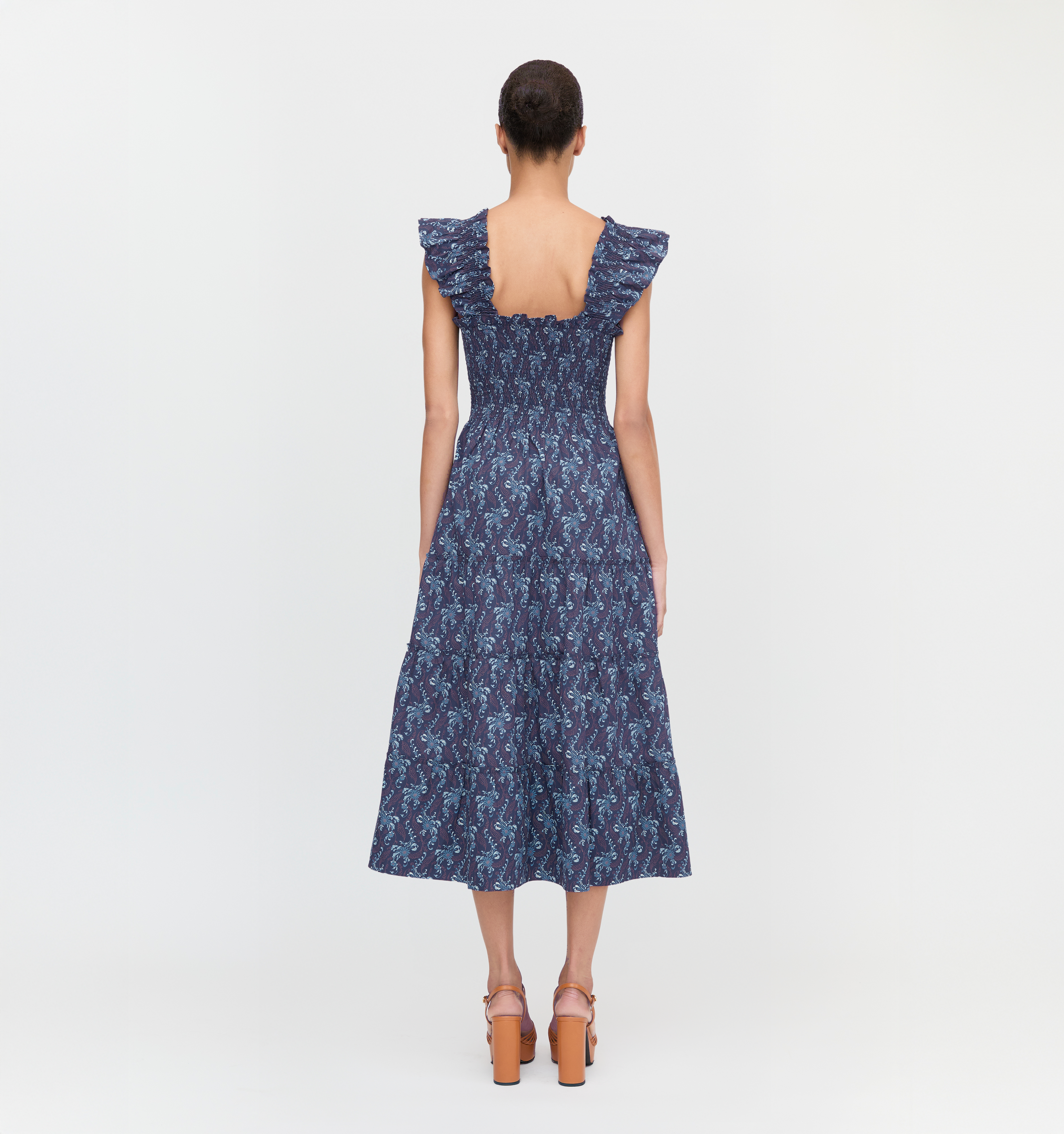 The Ellie Nap Dress in Navy Cala Paisley color: Navy Cala Paisley