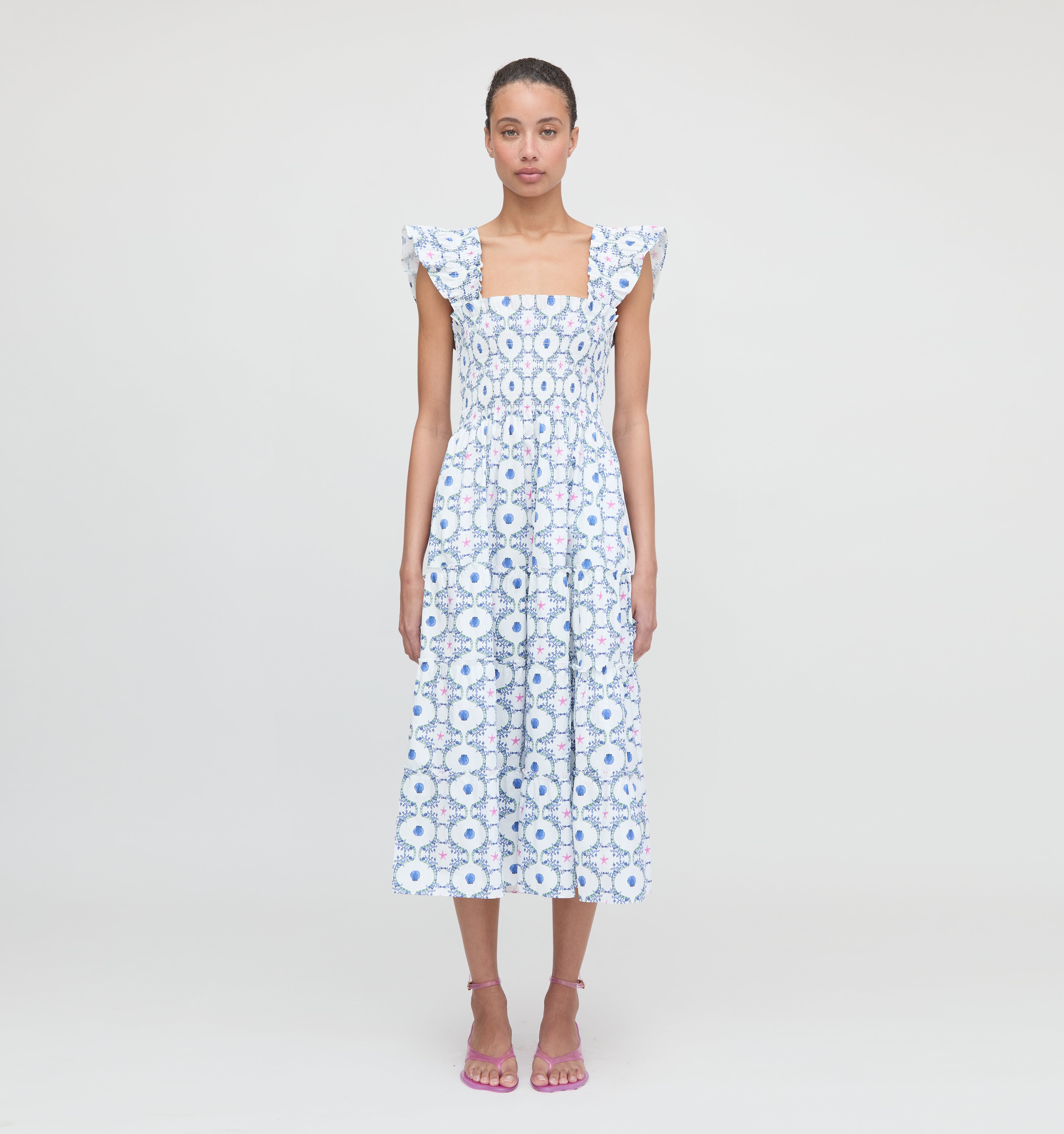 The Ellie Nap Dress - White Cisco Trellis