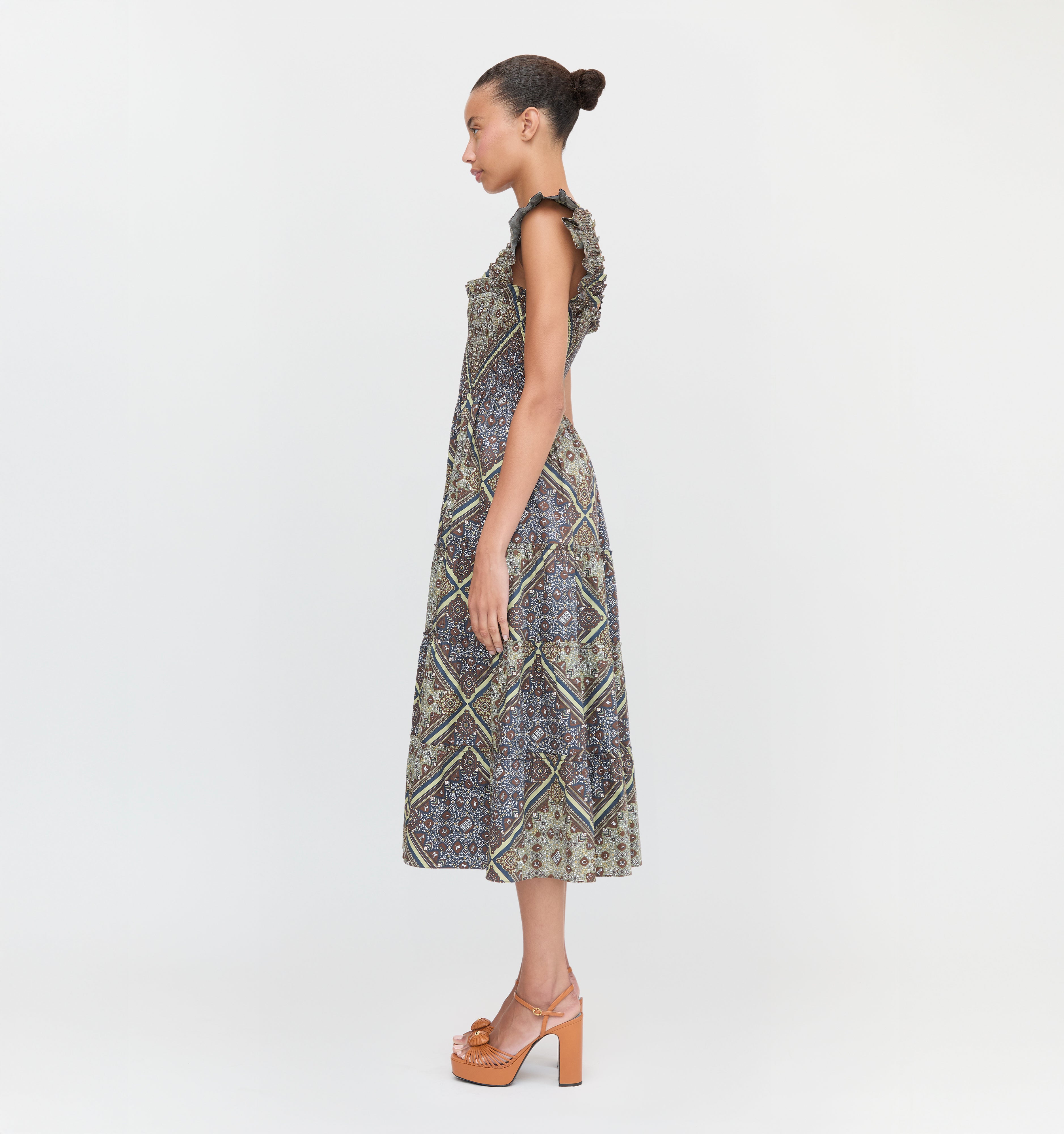 The Ellie Nap Dress in Olive Equestrian Scarf color: Olive Equestrian Scarf