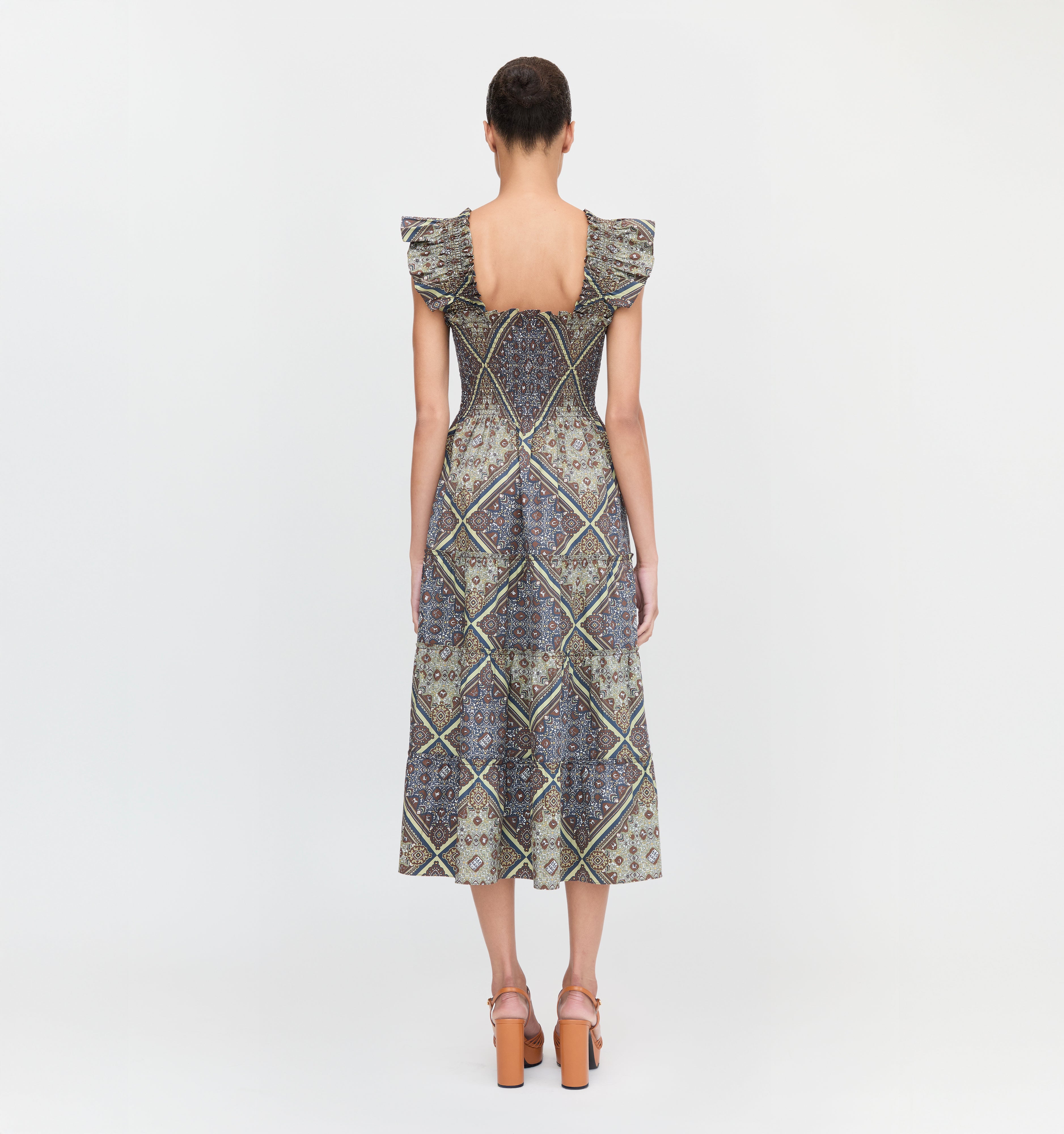 The Ellie Nap Dress in Olive Equestrian Scarf color: Olive Equestrian Scarf