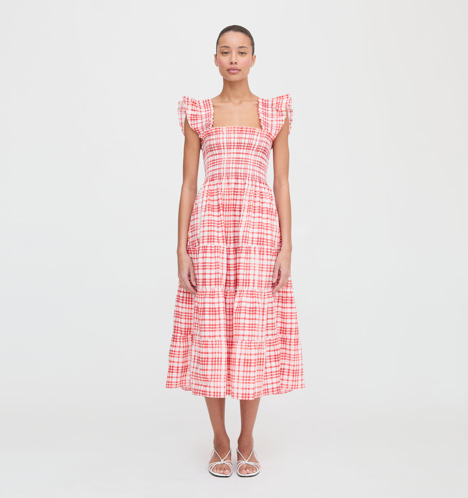 The Ellie Nap Dress - Cherry Watercolor Gingham – Hill House Home